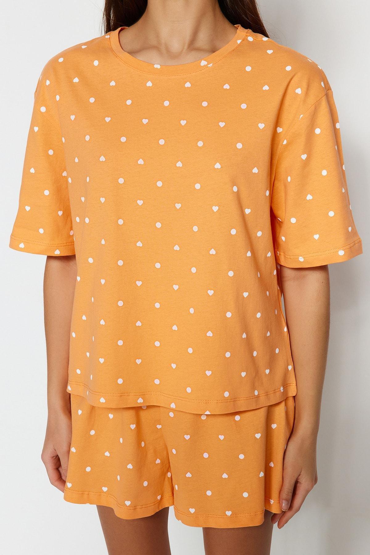 Orange Patterned Knitted Pyjamas Set, , large image number 3