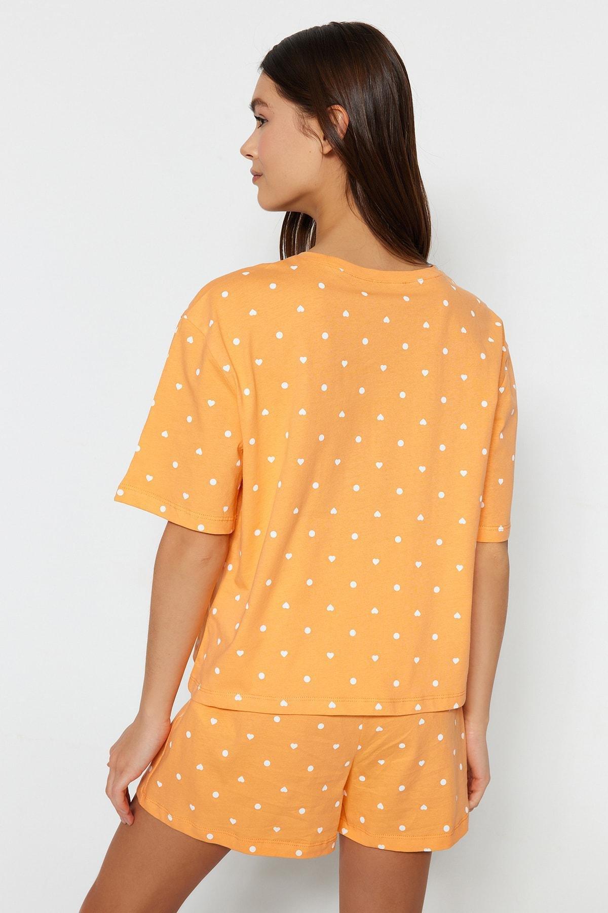 Orange Patterned Knitted Pyjamas Set, , large image number 4