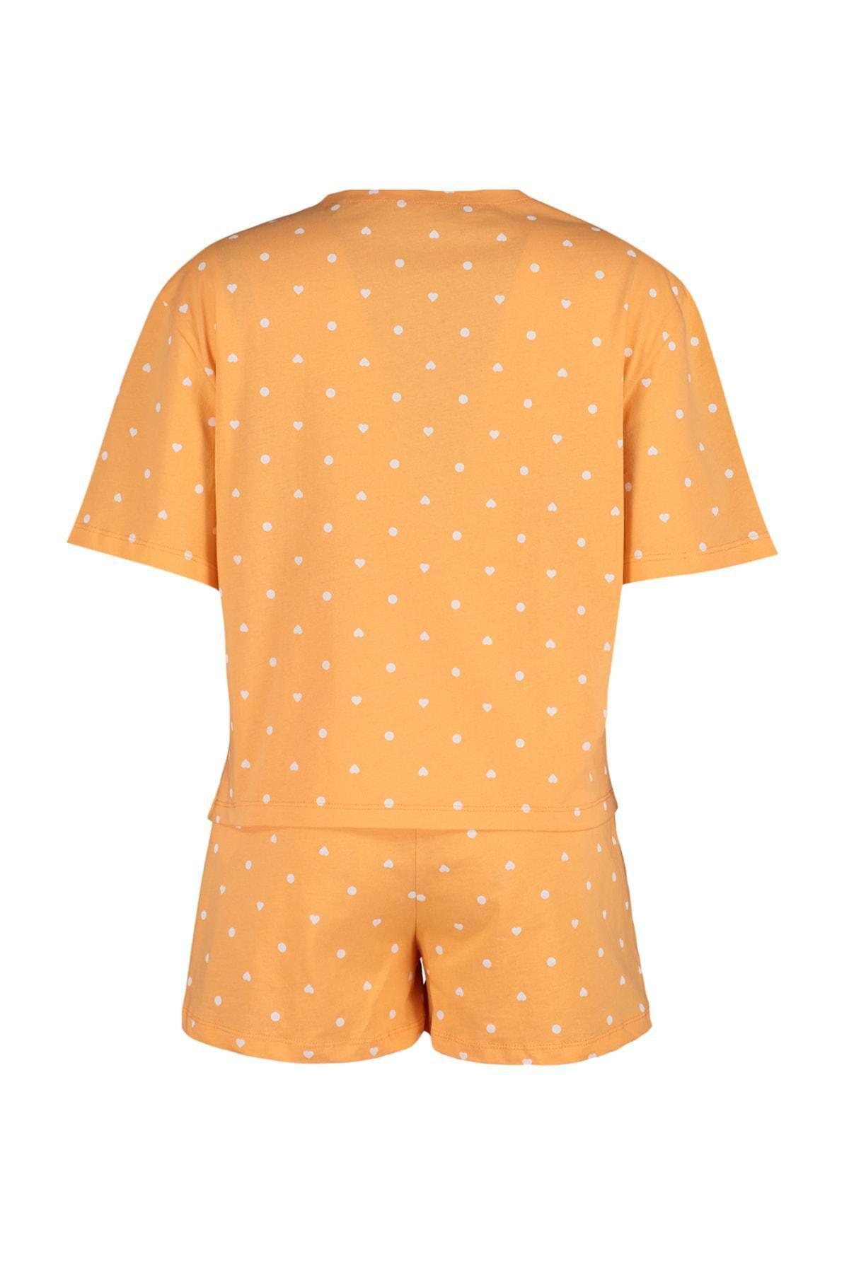 Orange Patterned Knitted Pyjamas Set, , large image number 6