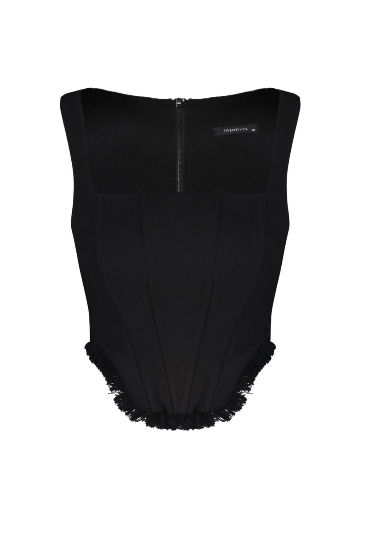 Black Plain Crop Top, , large image number 5
