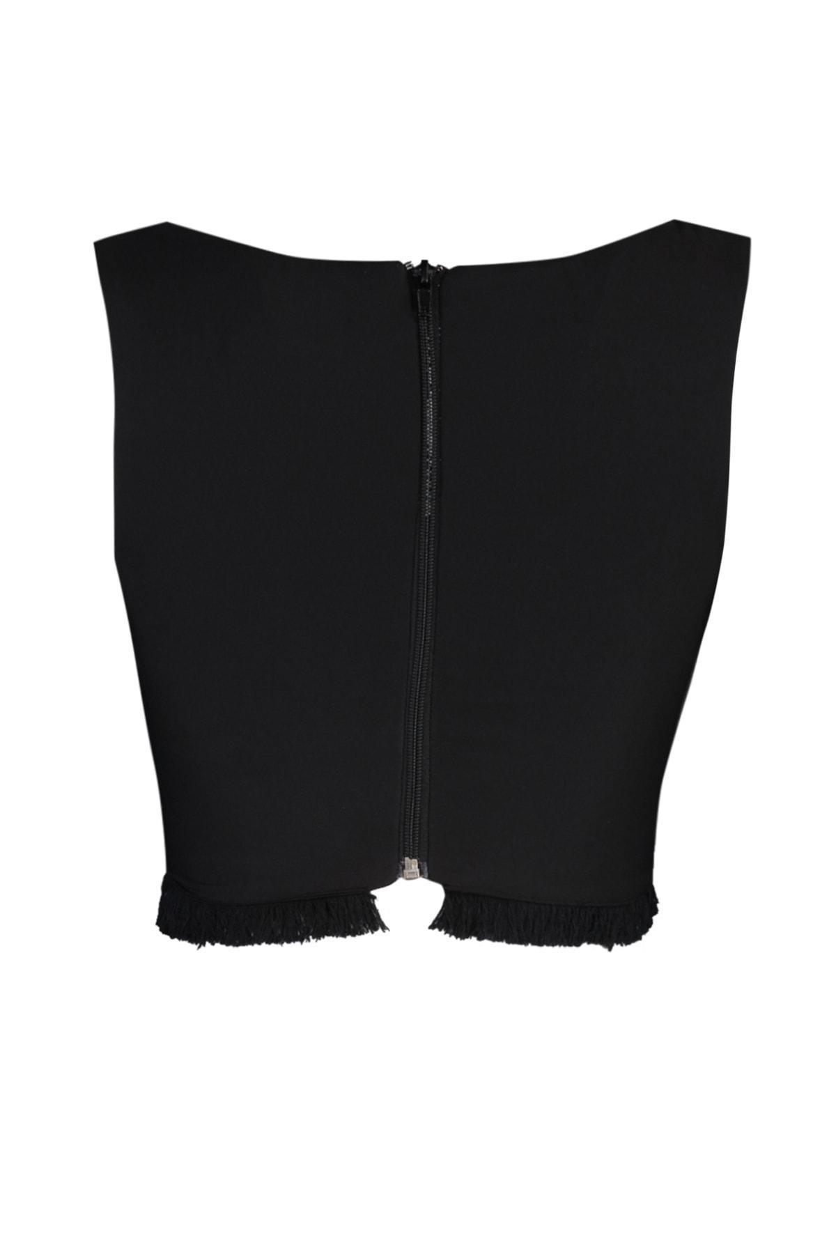 Black Plain Crop Top, , large image number 6
