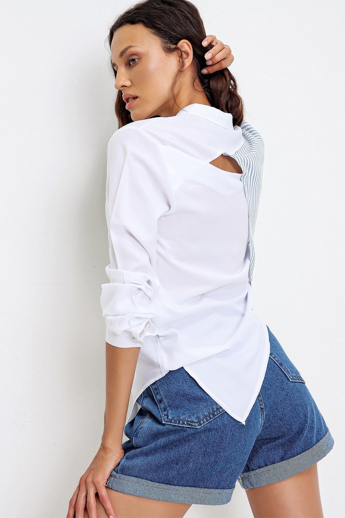 White Cotton Oversize Shirt, , large image number 5