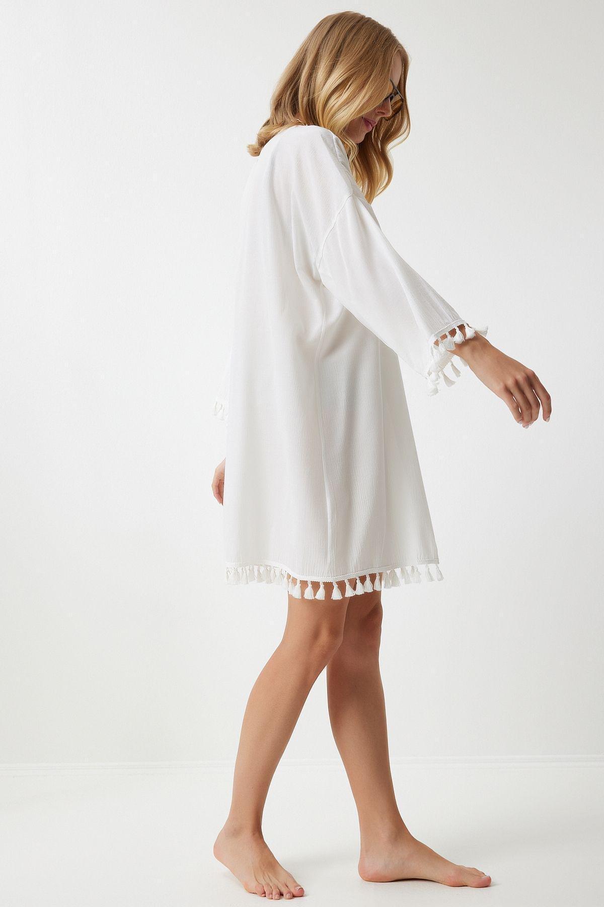 White Double-Breasted Caftan, , large image number 1