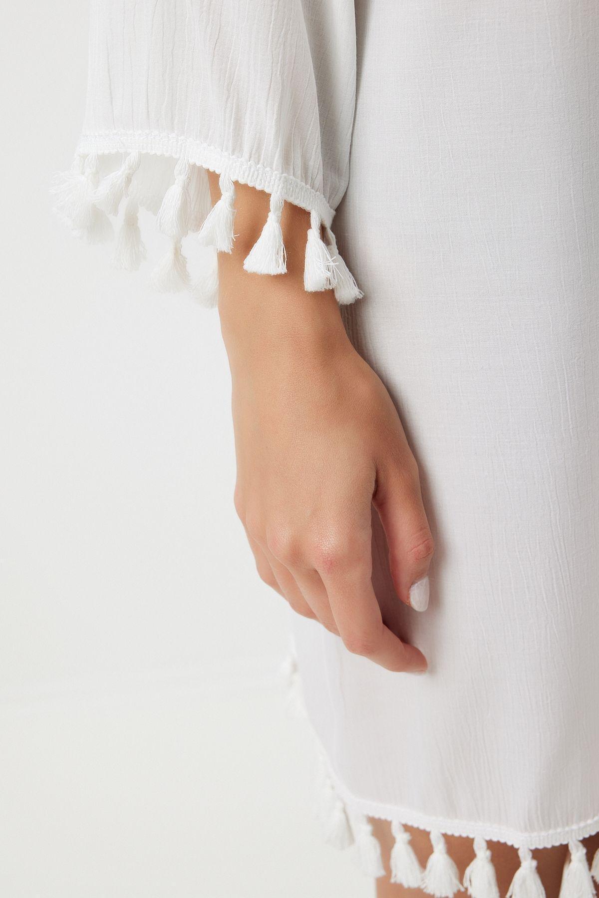 White Double-Breasted Caftan, , large image number 3