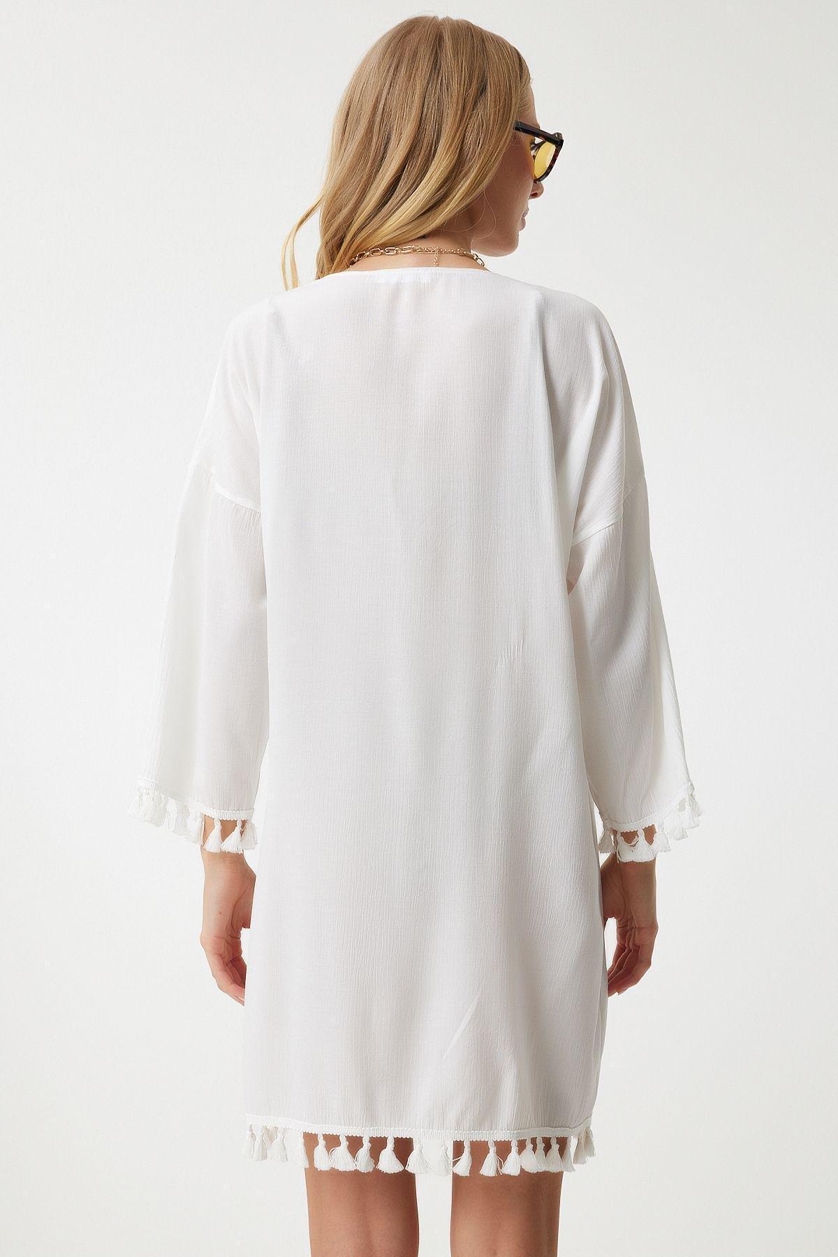 White Double-Breasted Caftan, , large image number 4
