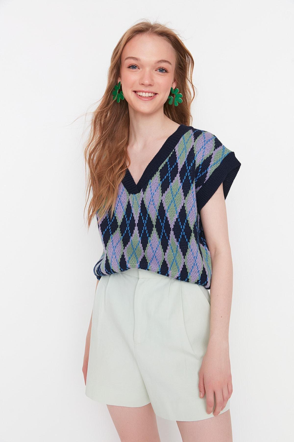 Navy V-Neck Sweater Vest, , large image number 1
