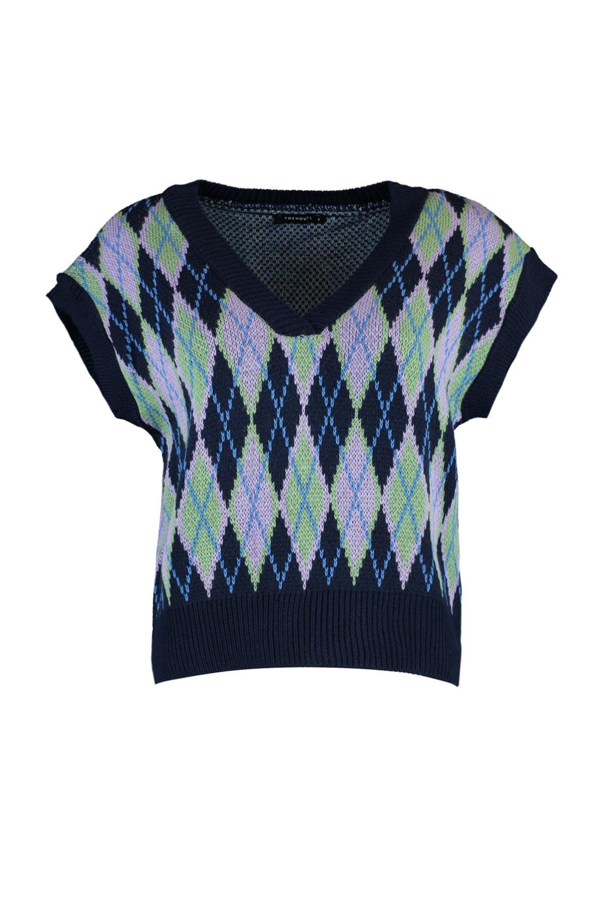 Trendyol - Navy V Neck Sweater Vest