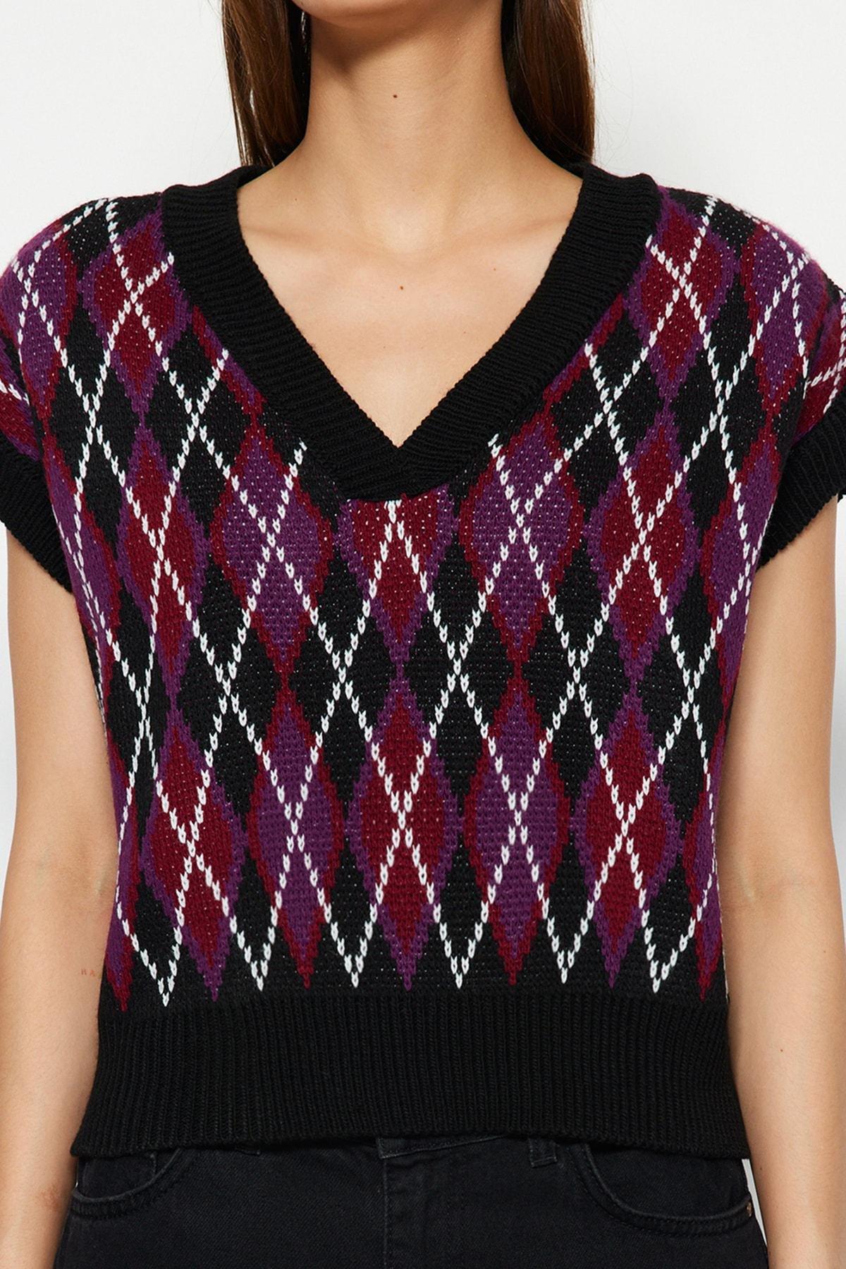 Black Oversize Sweater Vest, Black, large image number 1