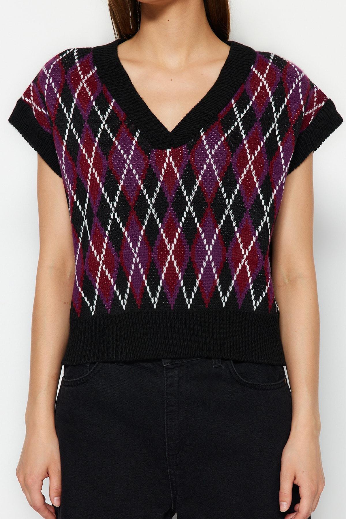 Black Oversize Sweater Vest, Black, large image number 2