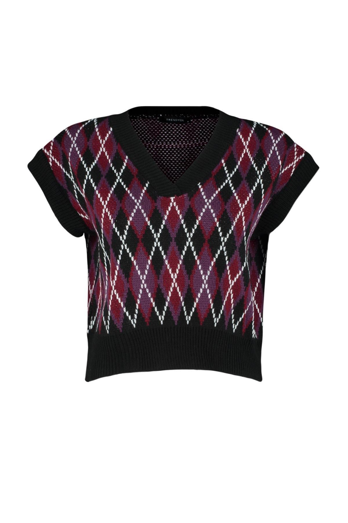 Black Oversize Sweater Vest, Black, large image number 4
