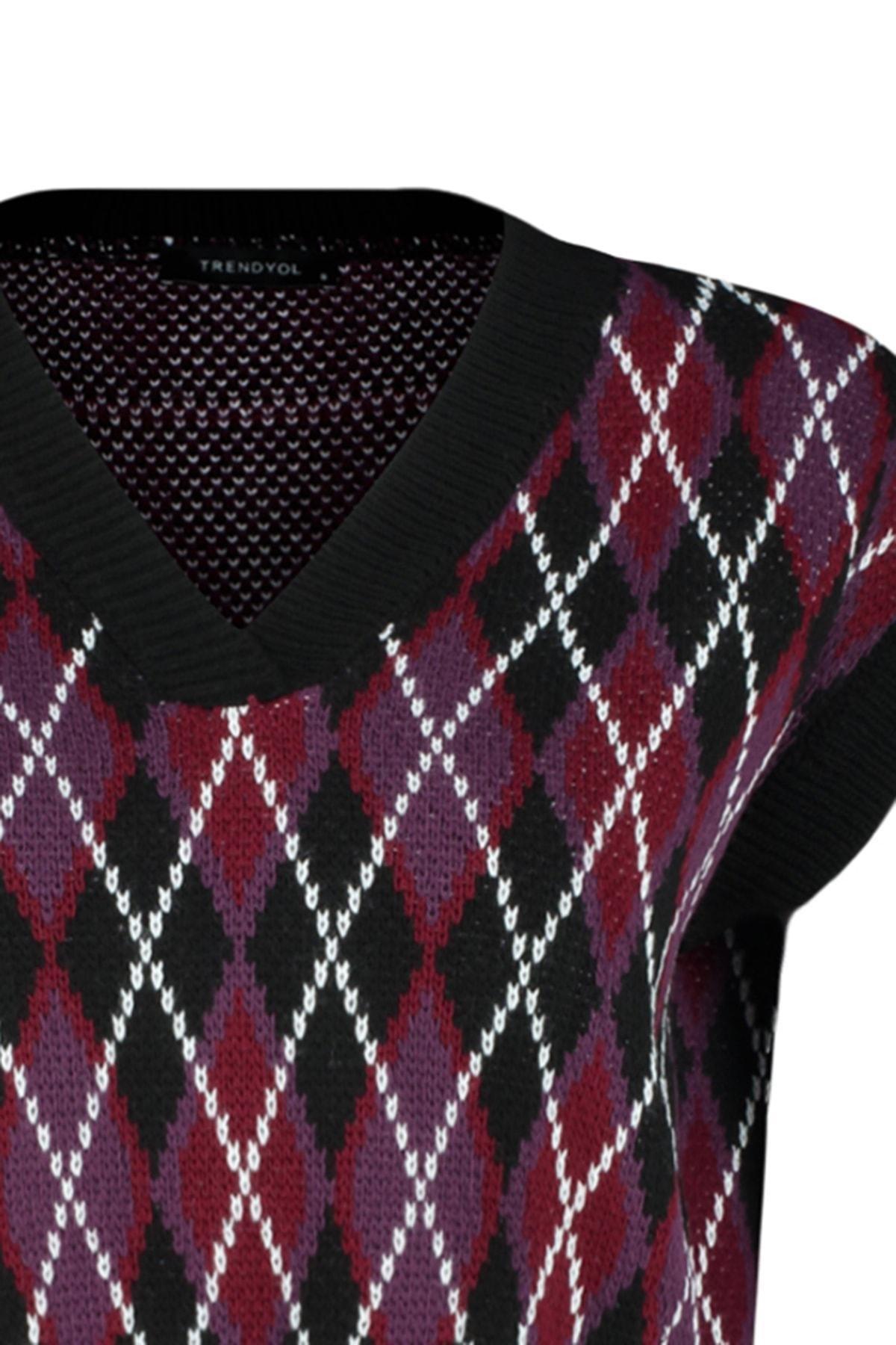 Black Oversize Sweater Vest, Black, large image number 5