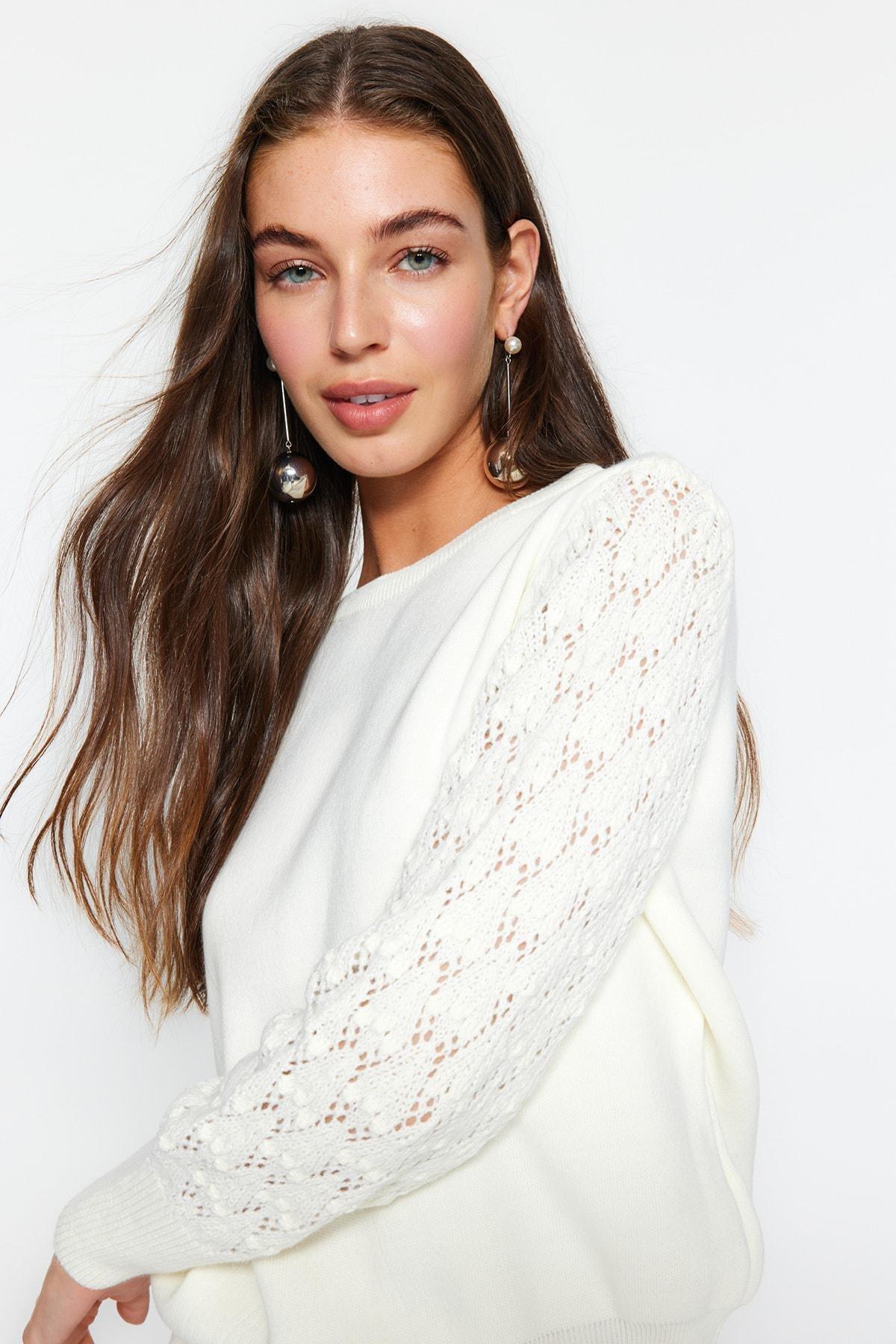 White Crew Neck Sweater, , large image number 0