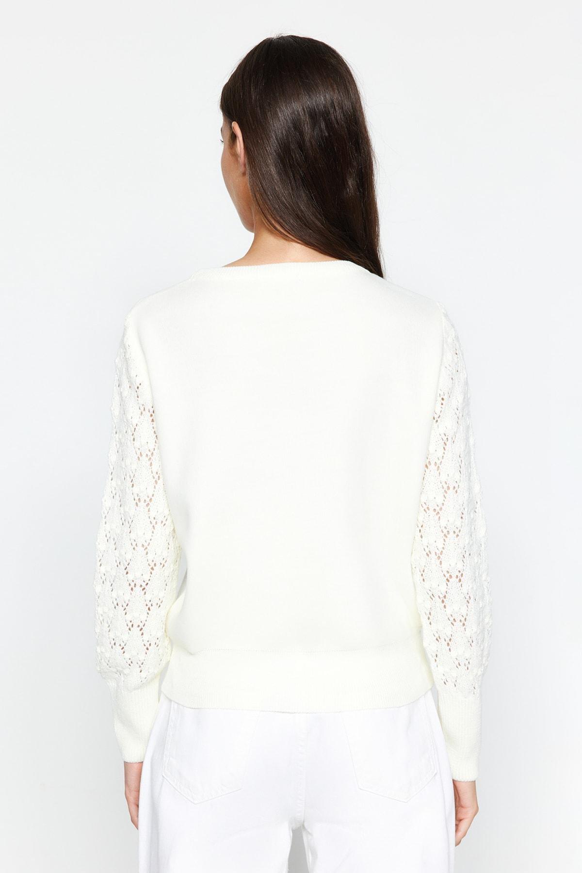 White Crew Neck Sweater, , large image number 4