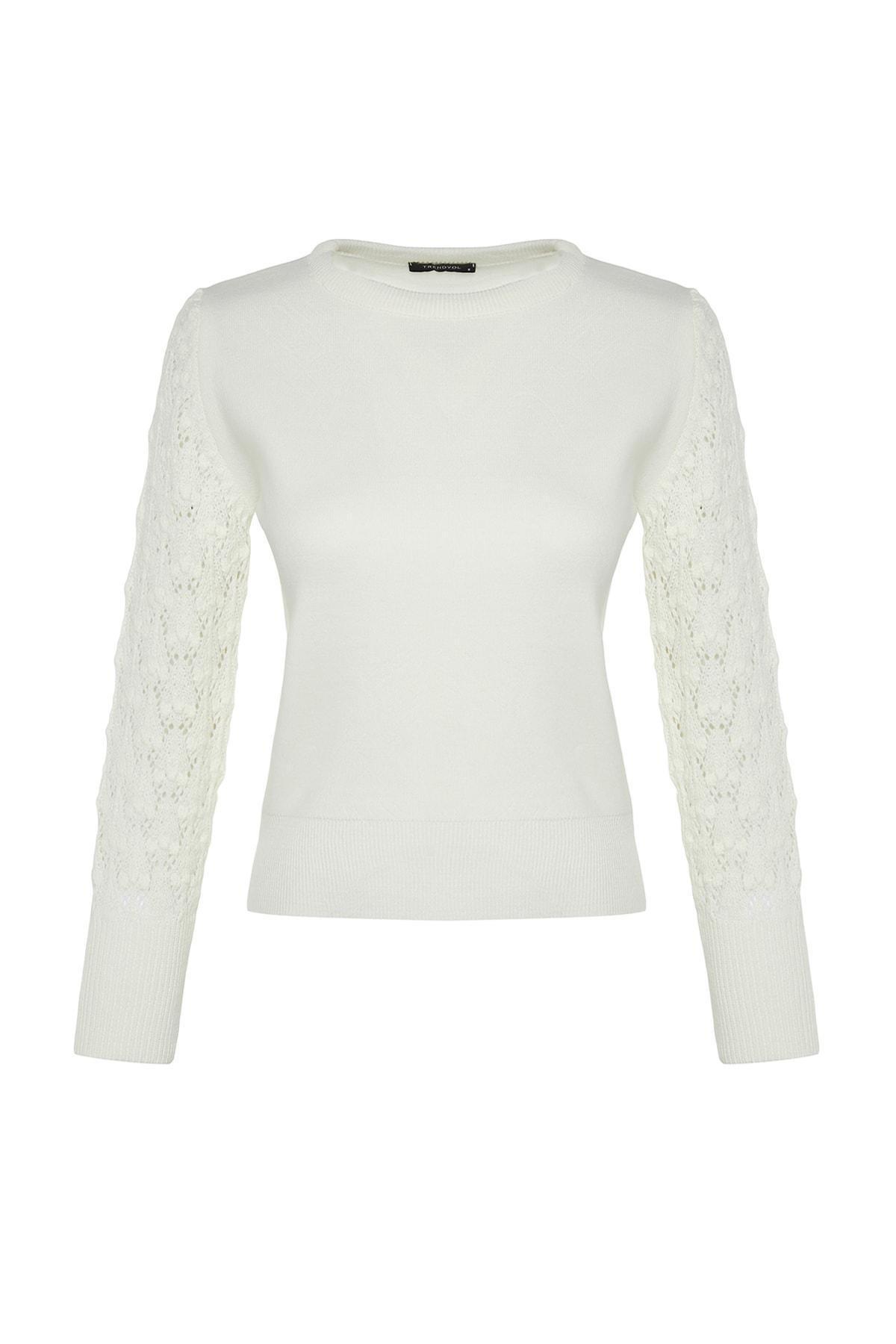White Crew Neck Sweater, , large image number 5