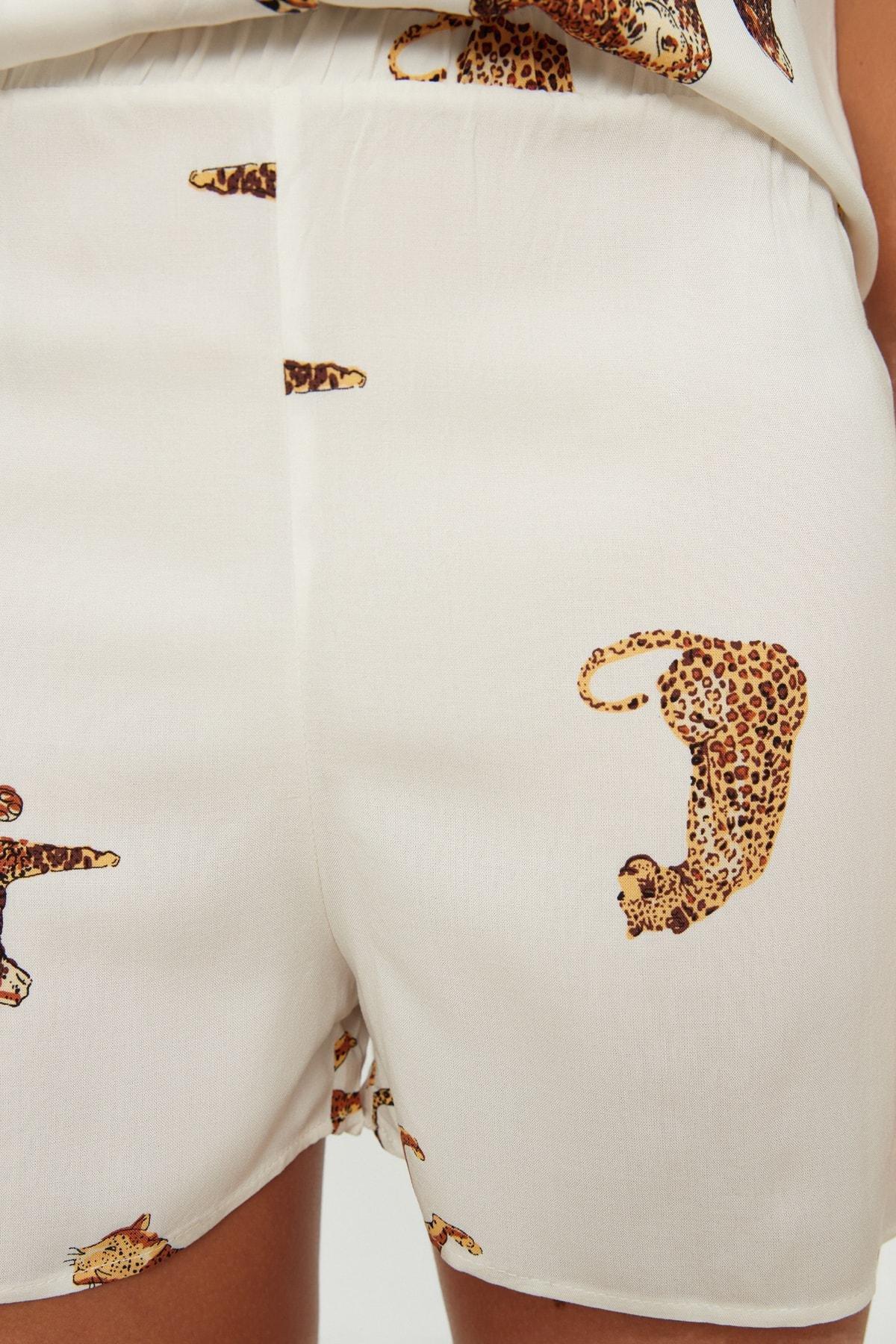 White Animal Print Mid Waist Pajama Set, , large image number 3