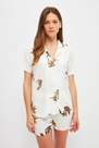 Trendyol - White Animal Print Mid Waist Pajama Set