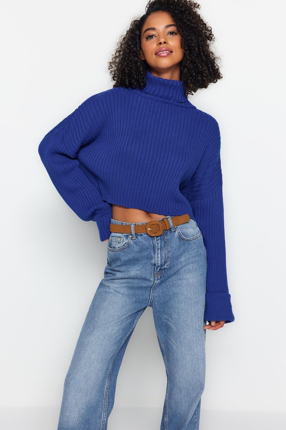 Blue Regular Sweater, Sax, medium