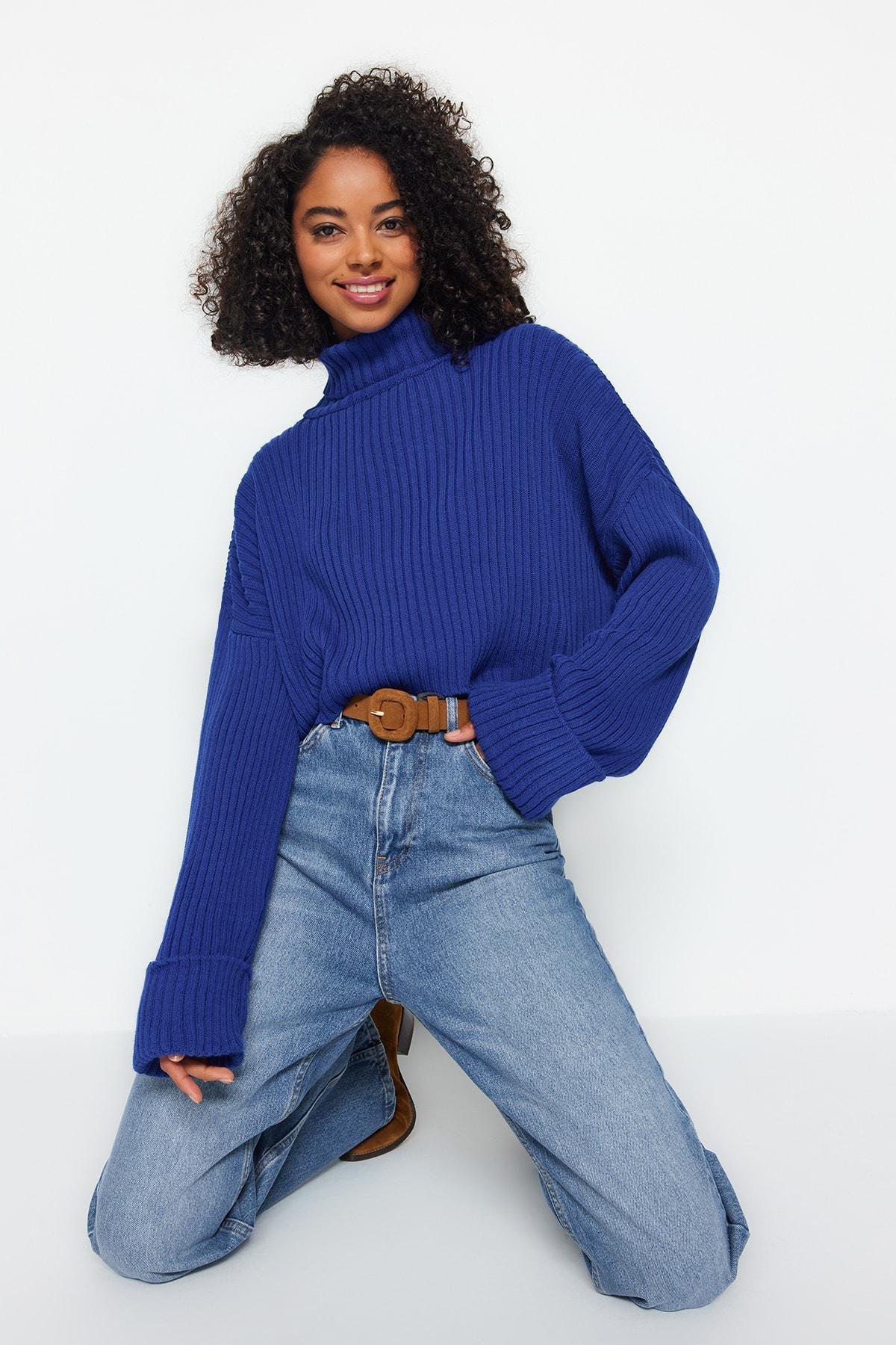 Blue Regular Sweater, Sax, large image number 2