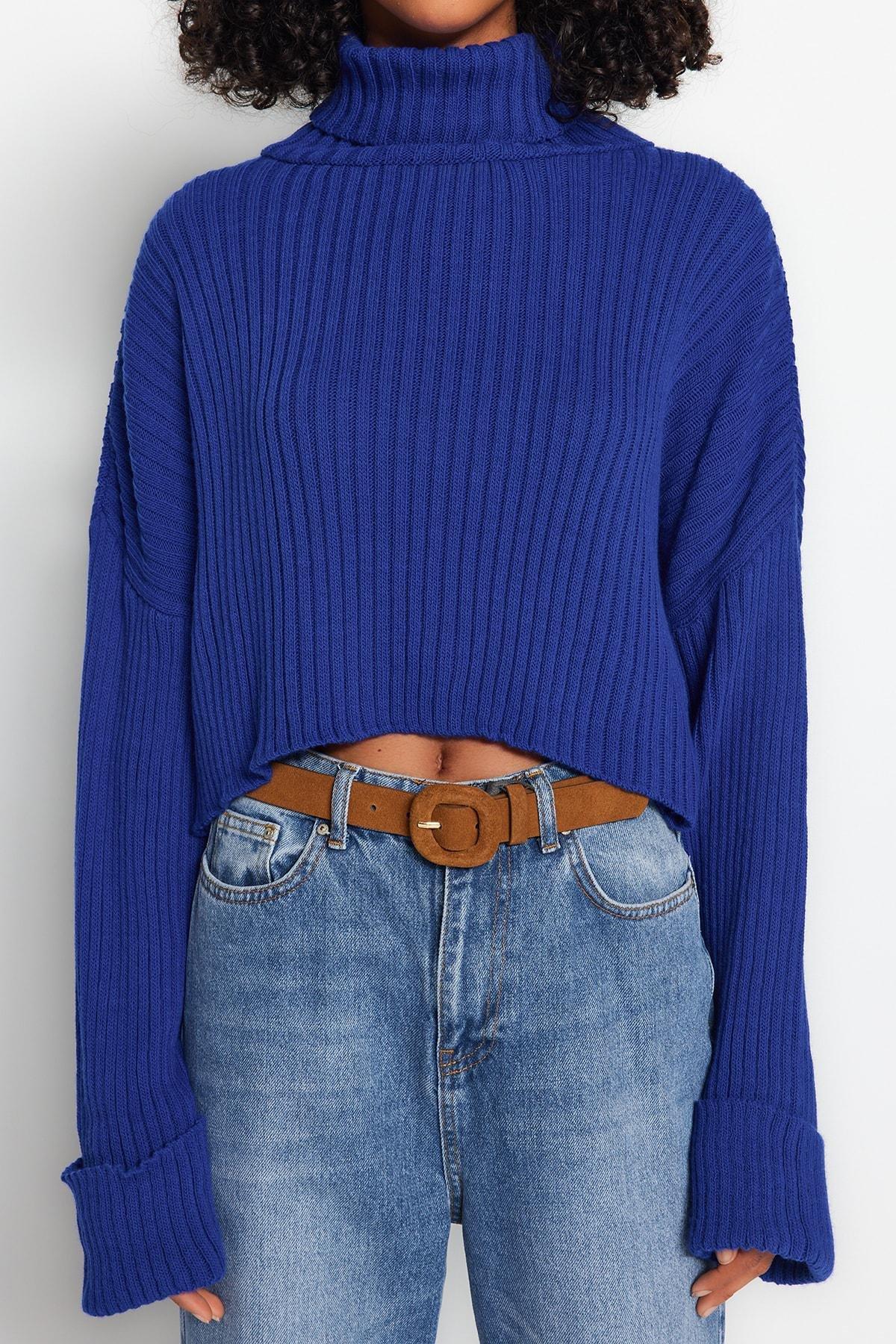 Blue Regular Sweater, Sax, large image number 3
