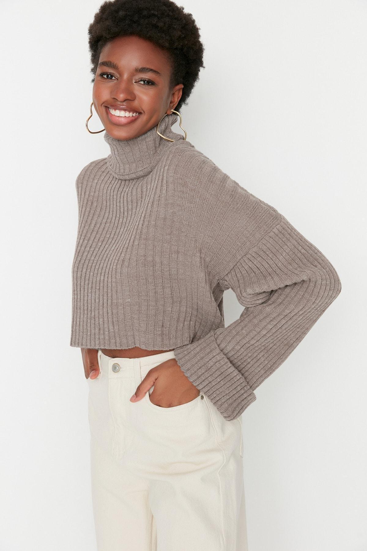 Brown Turtleneck Sweater, , large image number 2