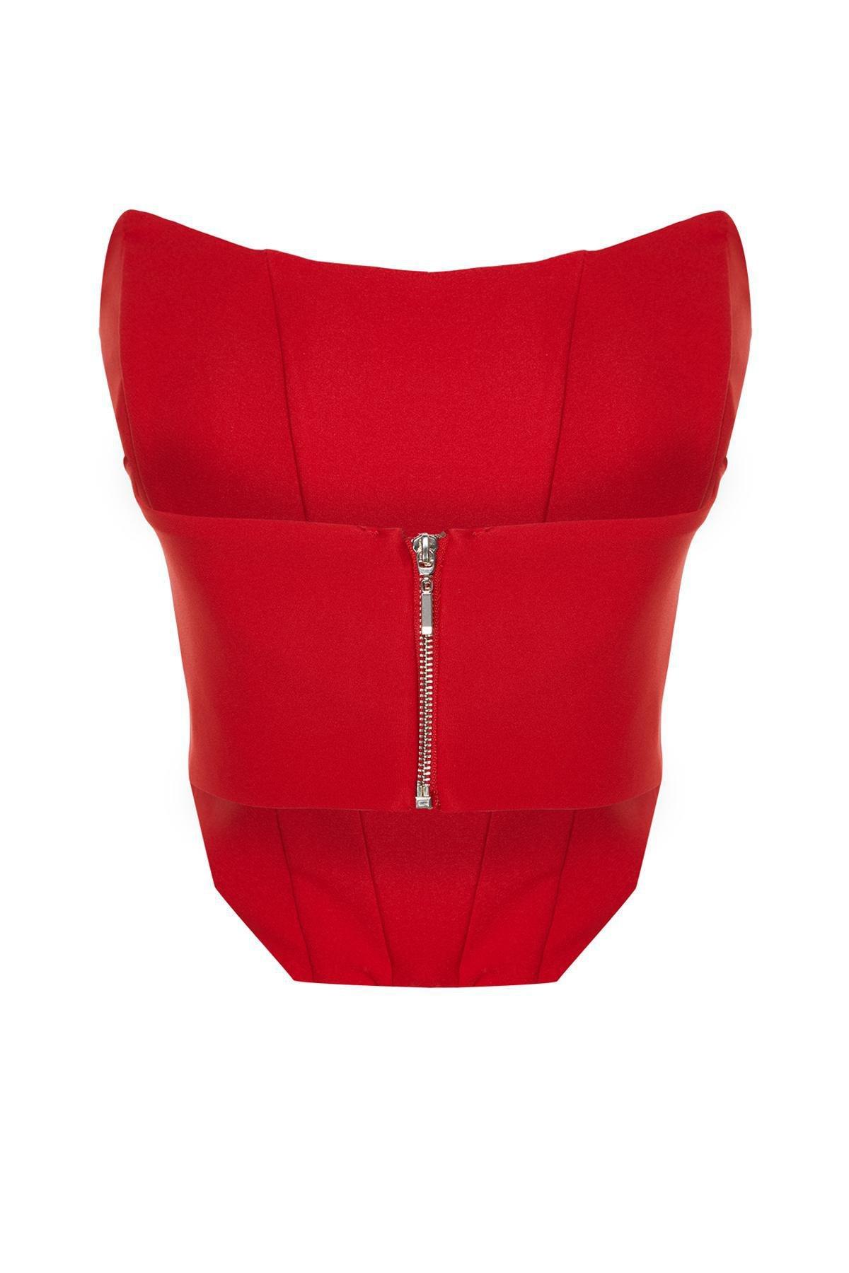 Red Strapless Bustier, , large image number 1