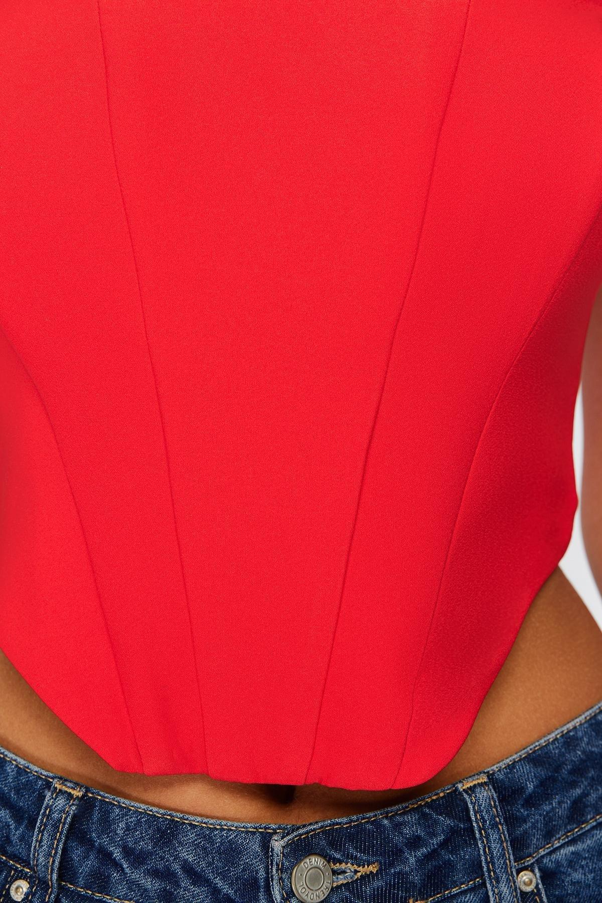 Red Strapless Bustier, , large image number 5