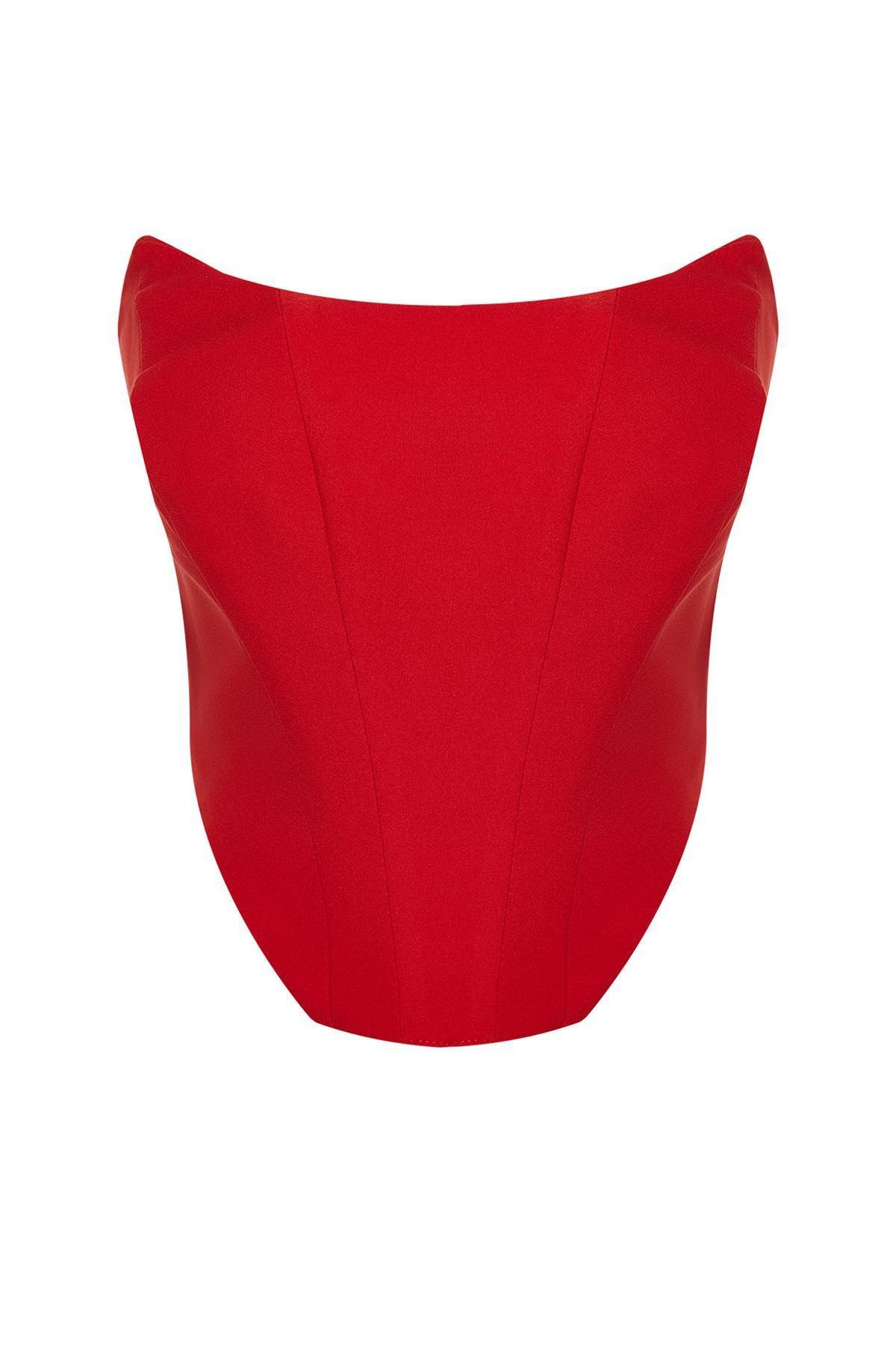 Red Strapless Bustier, , large image number 6