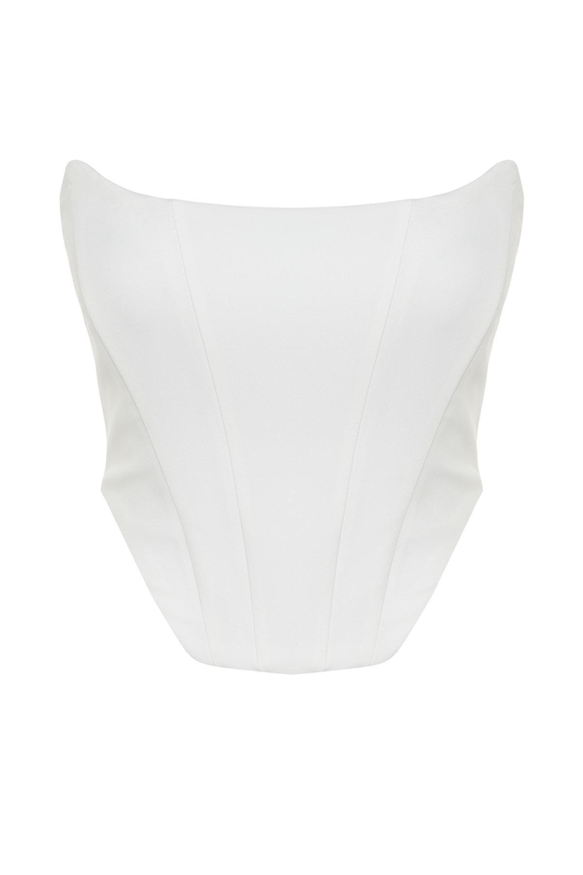White Strapless Crop Top, , large image number 5