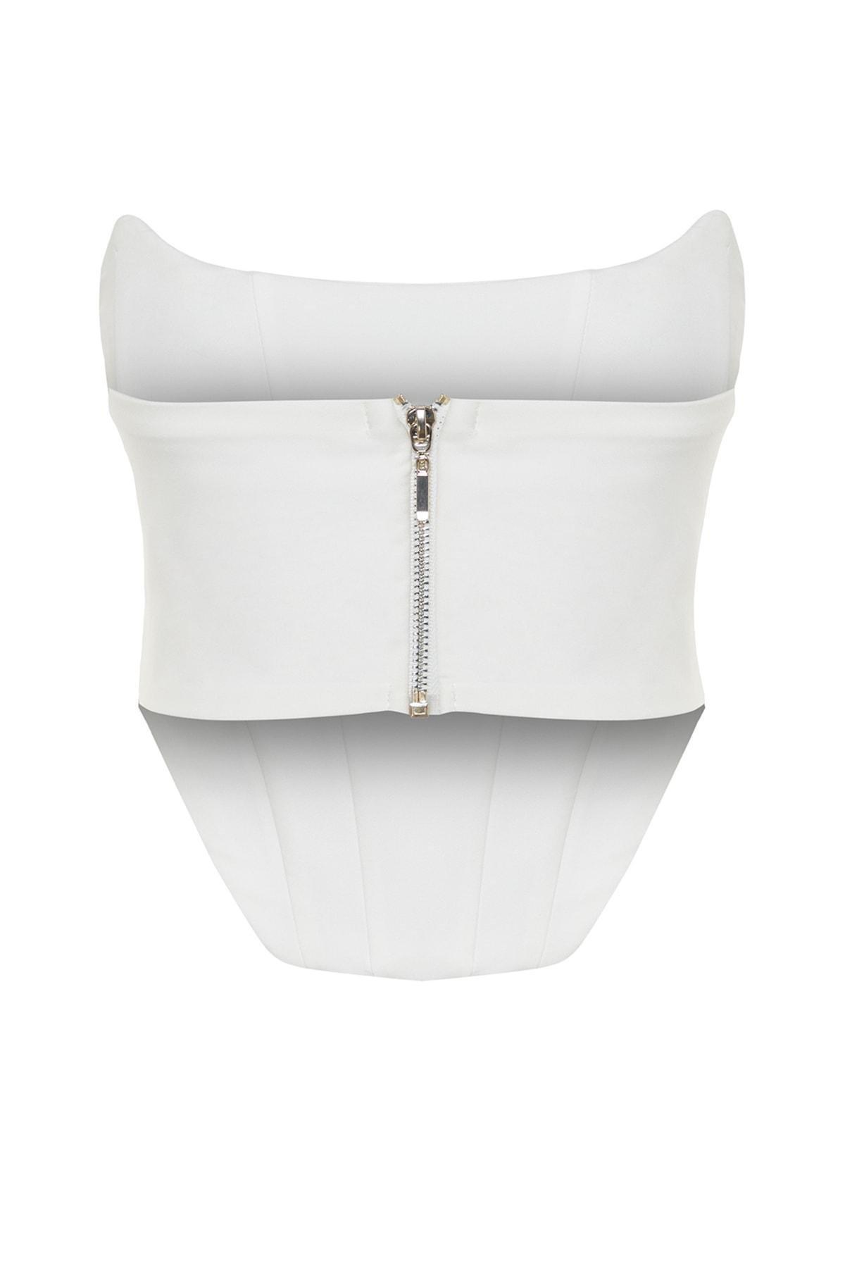 White Strapless Crop Top, , large image number 6