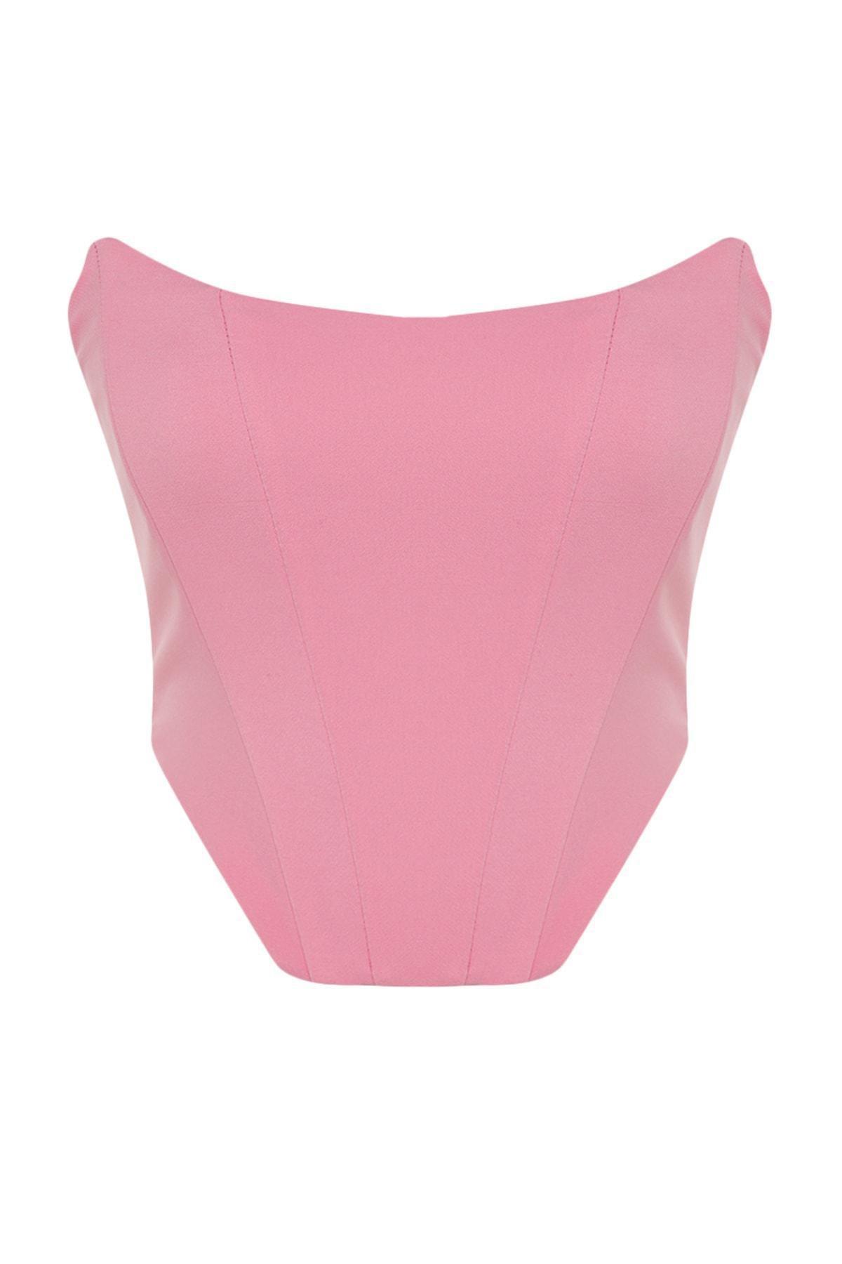 Pink Strapless Crop Top, , large image number 5