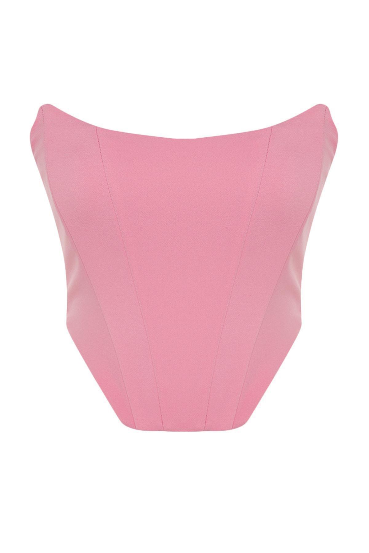 Trendyol - Pink Strapless Crop Top