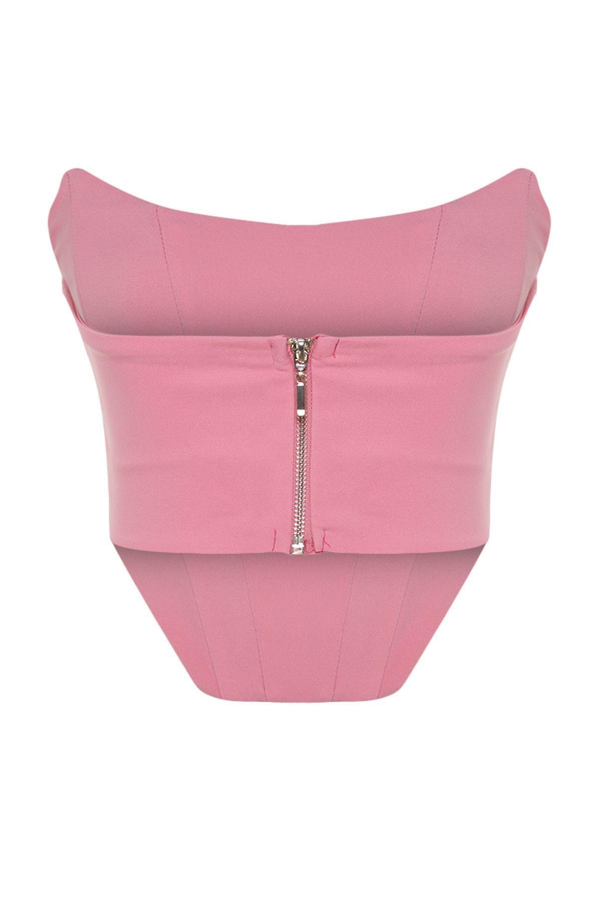 Trendyol - Pink Strapless Crop Top