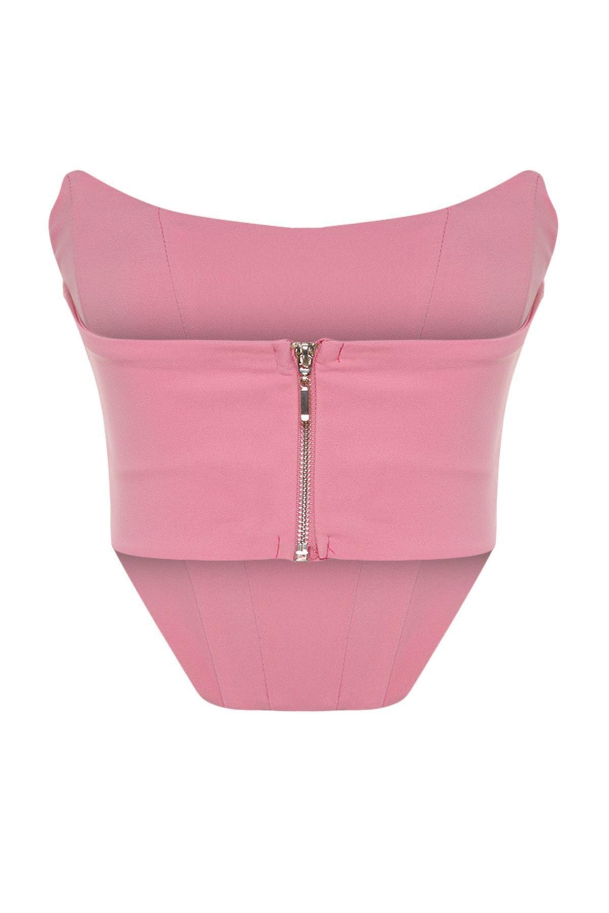 Pink Strapless Crop Top, , large image number 6