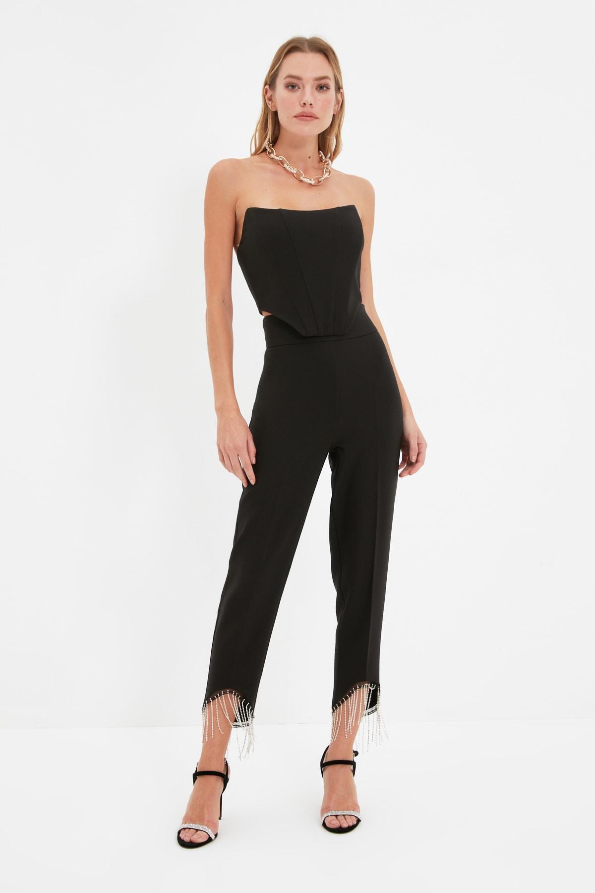 Black Strapless Crop Top, , large image number 4