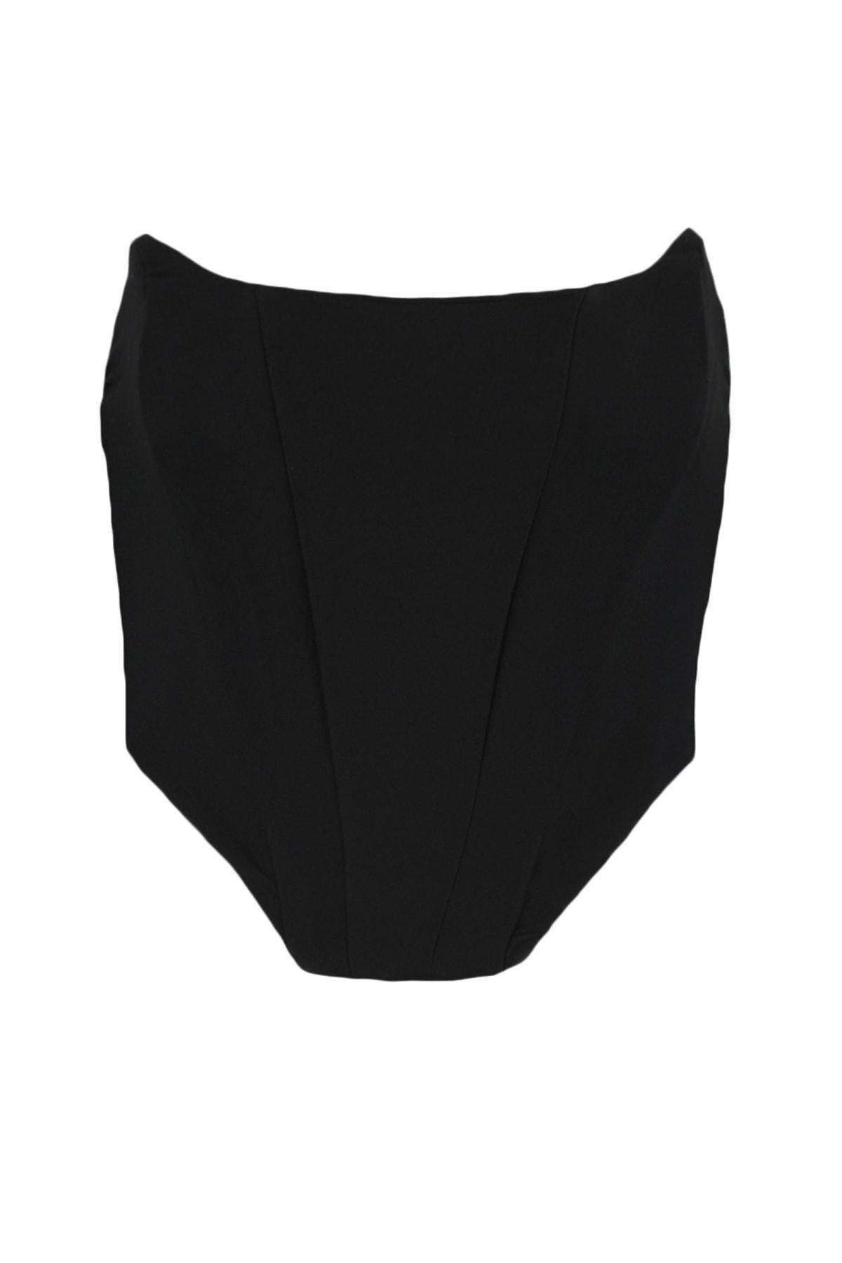 Black Strapless Crop Top, , large image number 5