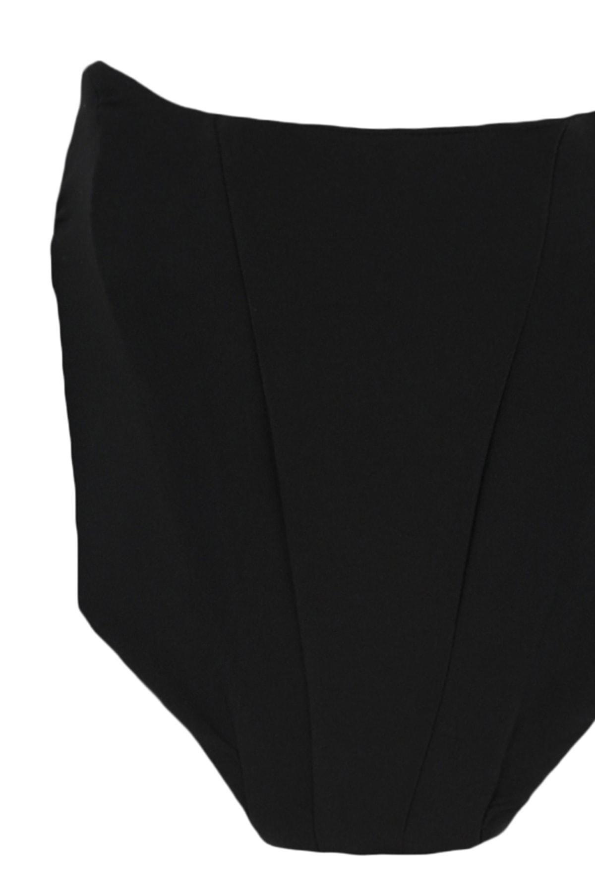 Black Strapless Crop Top, , large image number 6