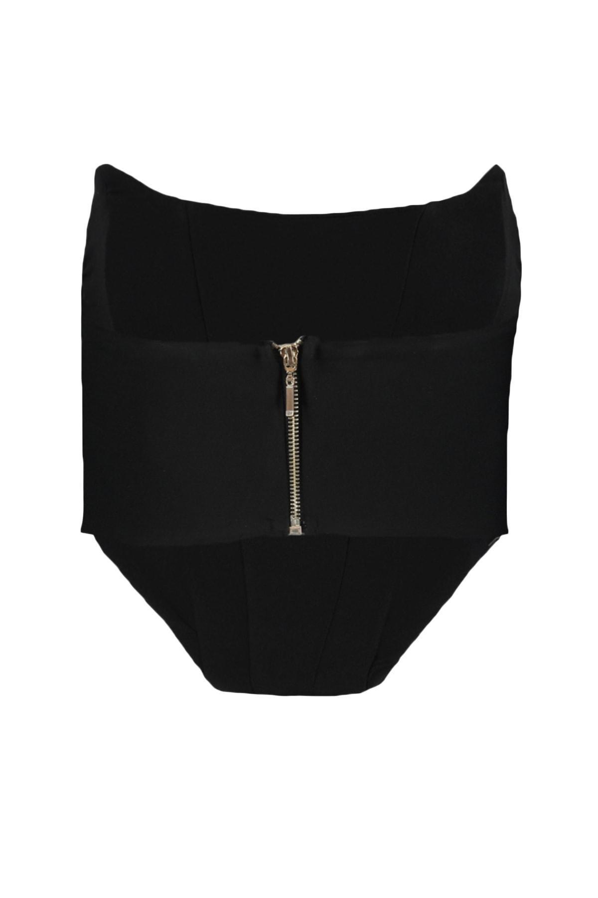 Black Strapless Crop Top, , large image number 7