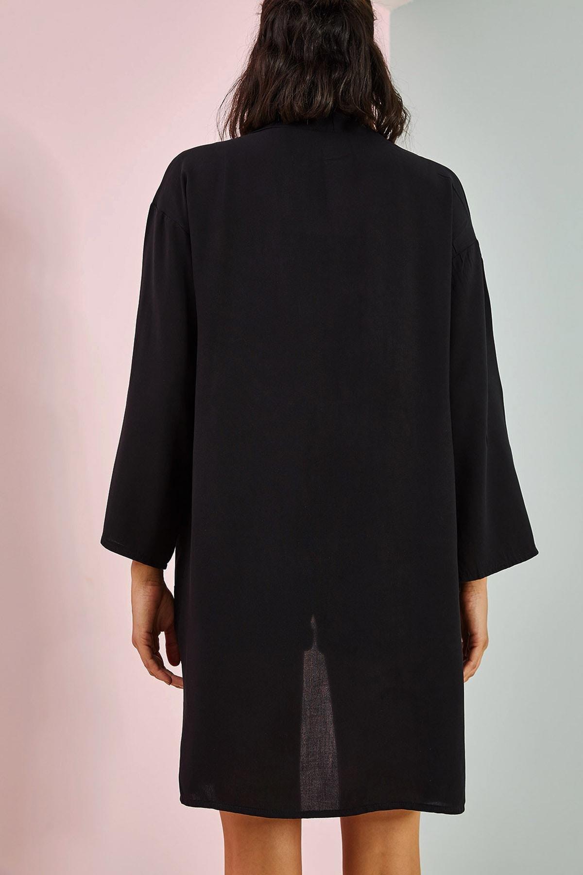 Black Basic Oversize Kimono, , large image number 4