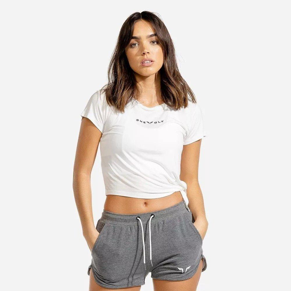 Squatwolf - Women She Wolf Crop Top, White