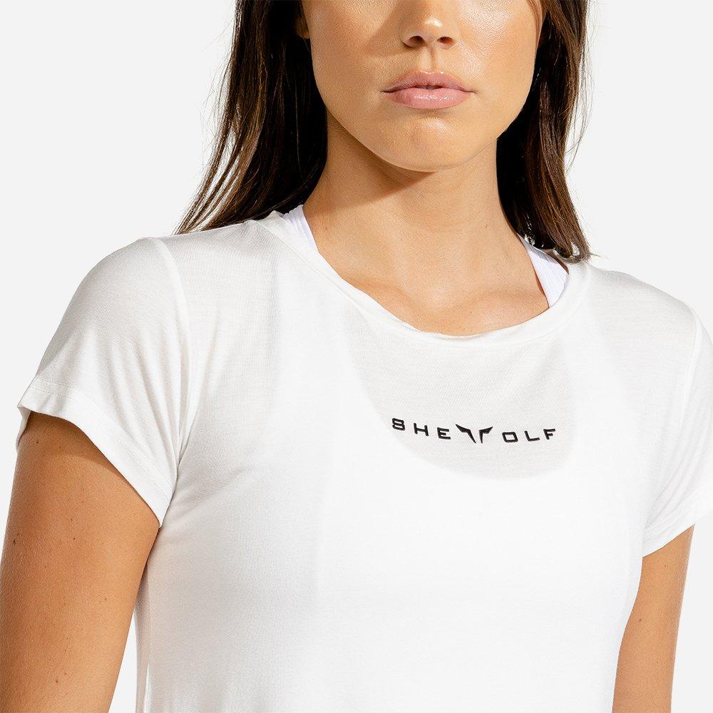 Squatwolf - Women She Wolf Crop Top, White