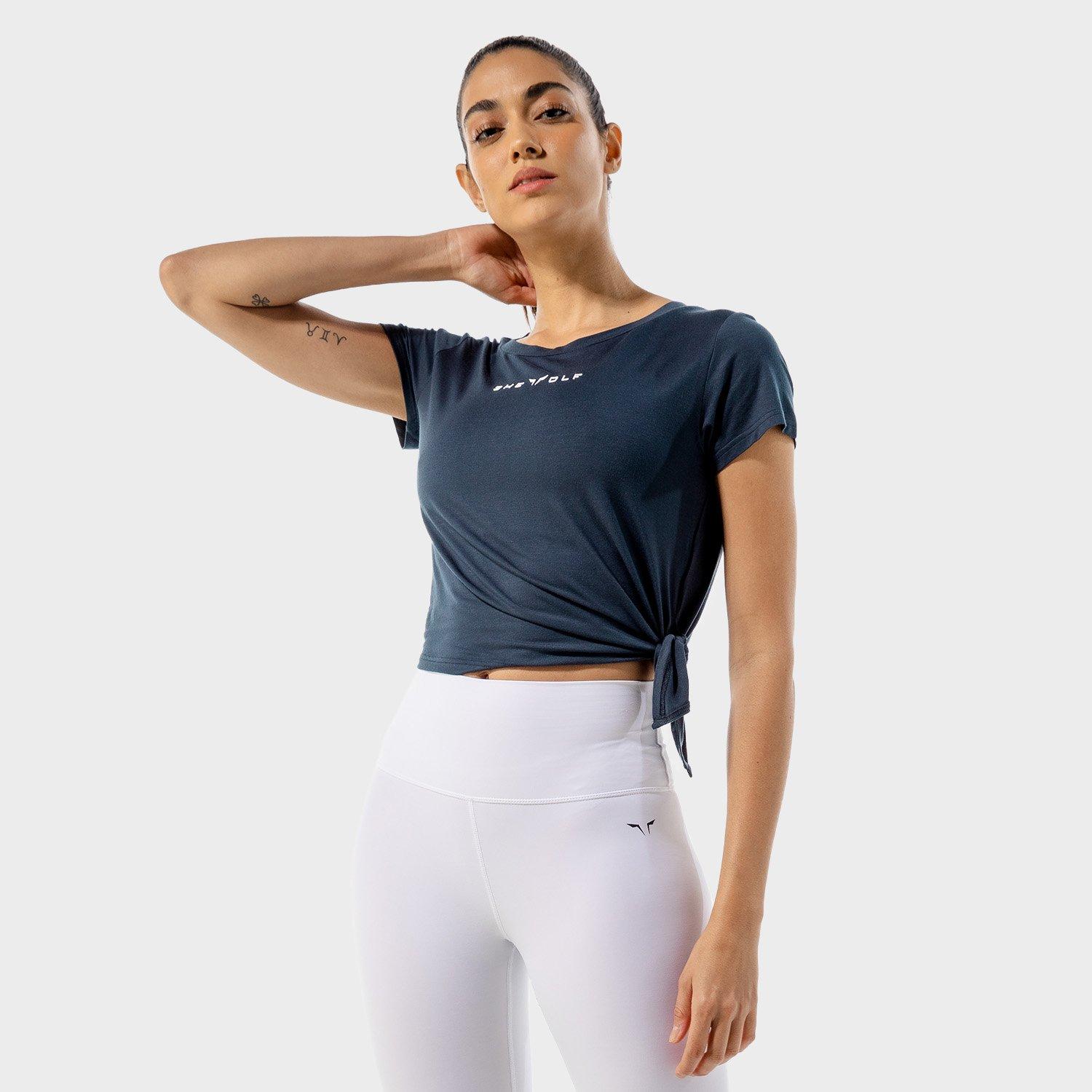 Squatwolf - Women She Wolf Crop Top, Navy