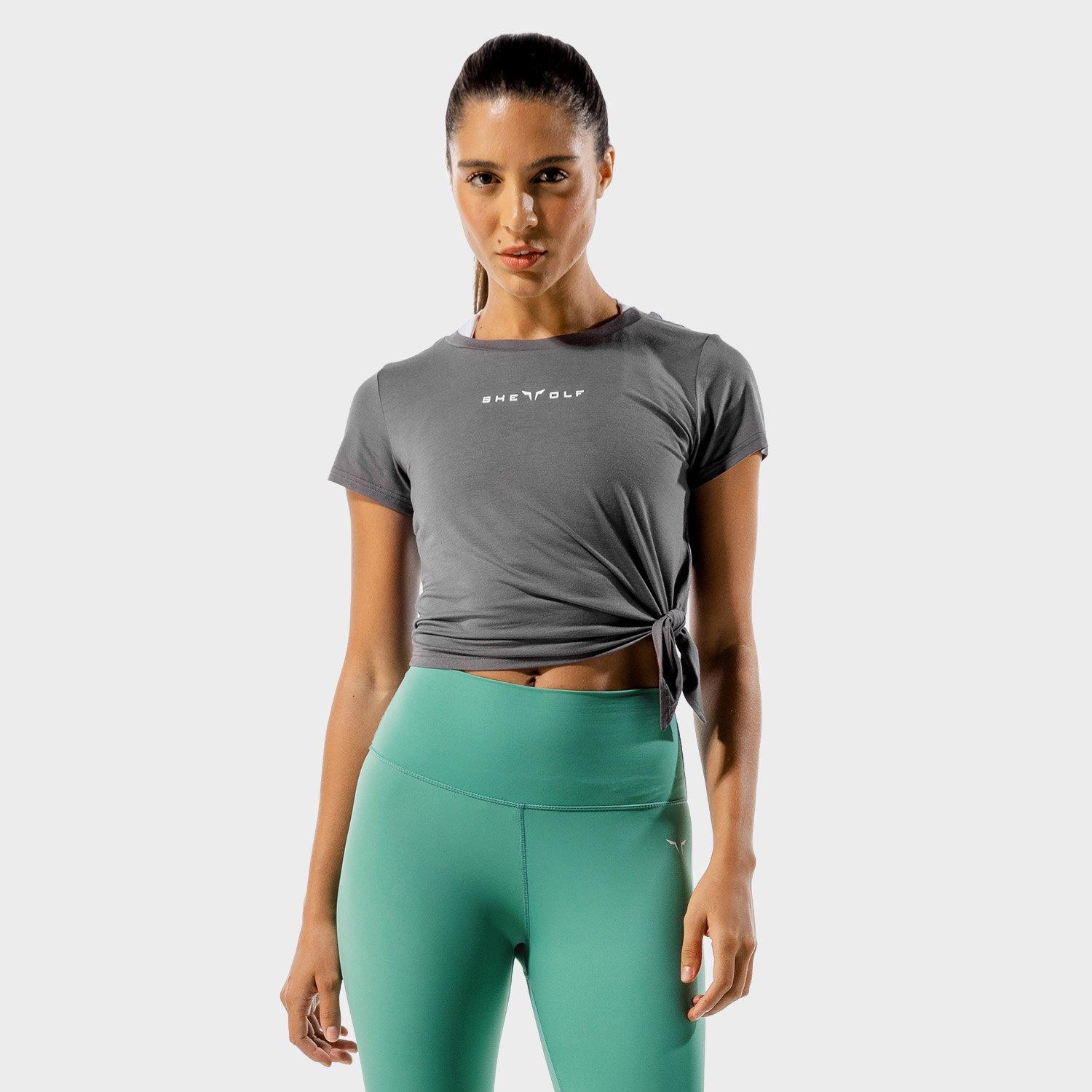 Squatwolf - Women She Wolf Crop Top, Grey