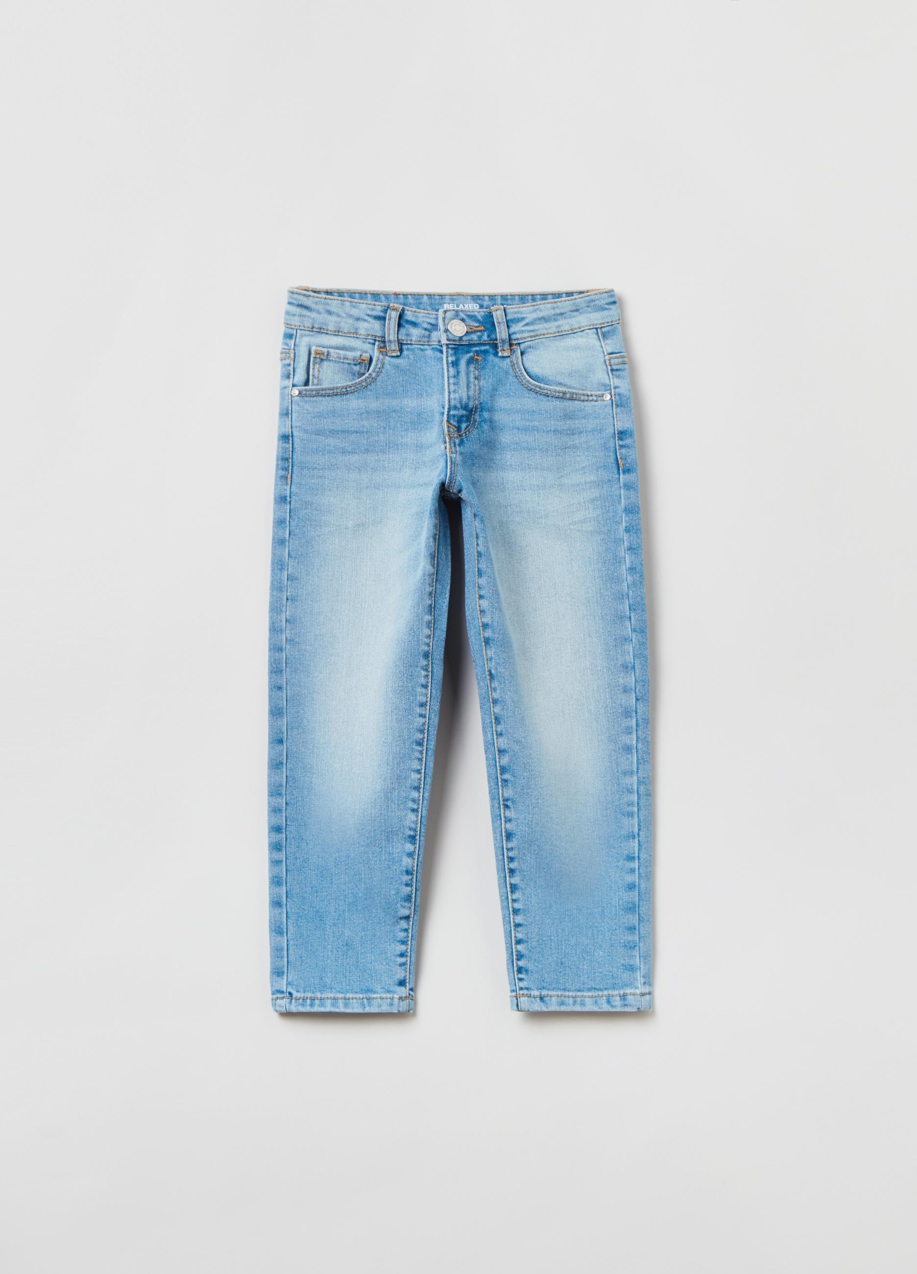 Relaxed Tapered Fit Jeans - Denim blue - Kids