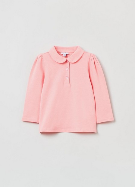 OVS - Pink Stretch Cotton Polo Shirt, Baby Girl
