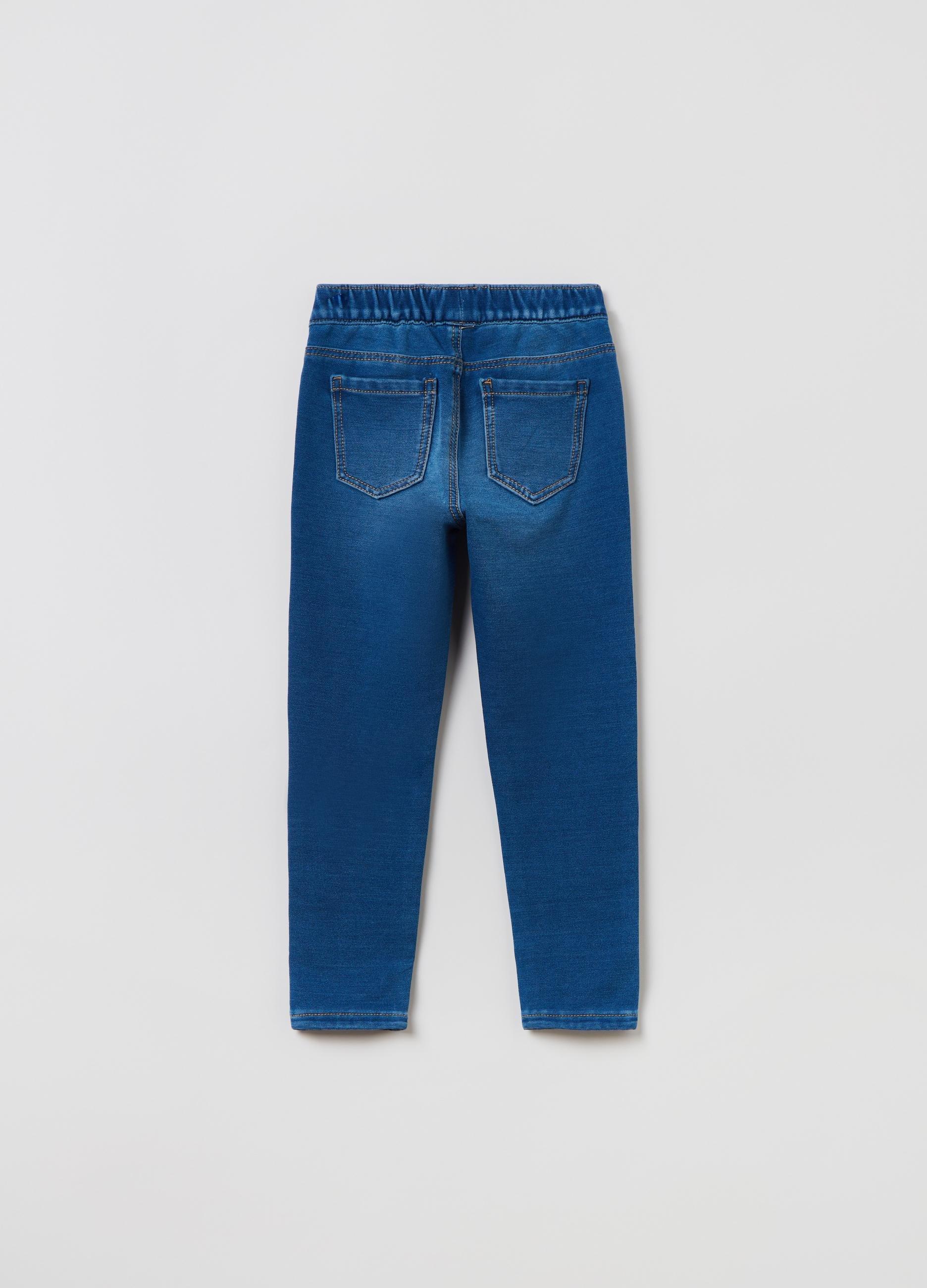 OVS Blue French Terry Jeggings With Pockets, Unisex Kids