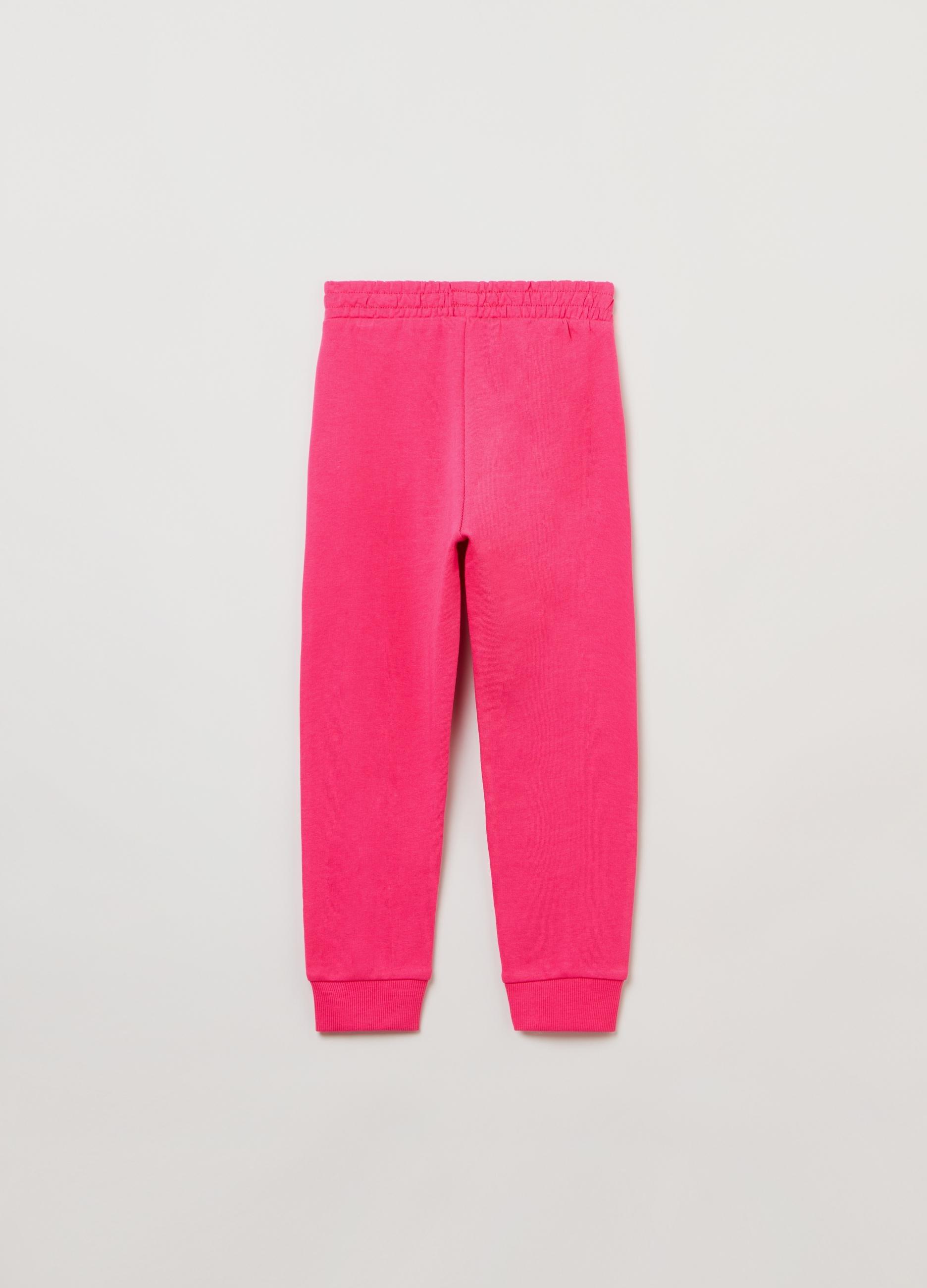 OVS Pink Plush Joggers With Embossed Seams Kids Girls Azadea UAE