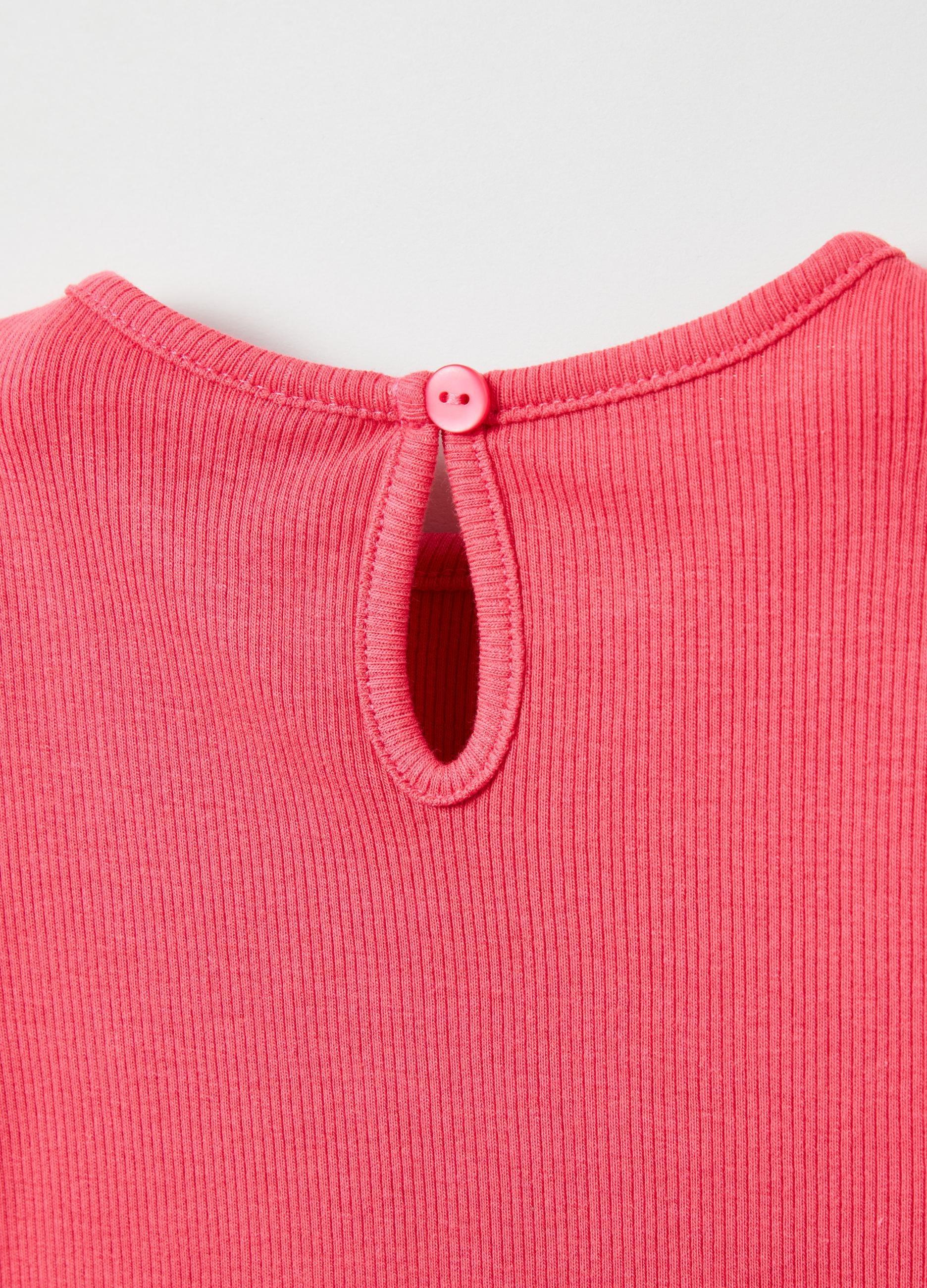 Gant - Pink T-Shirt With Long Ribbed Sleeves