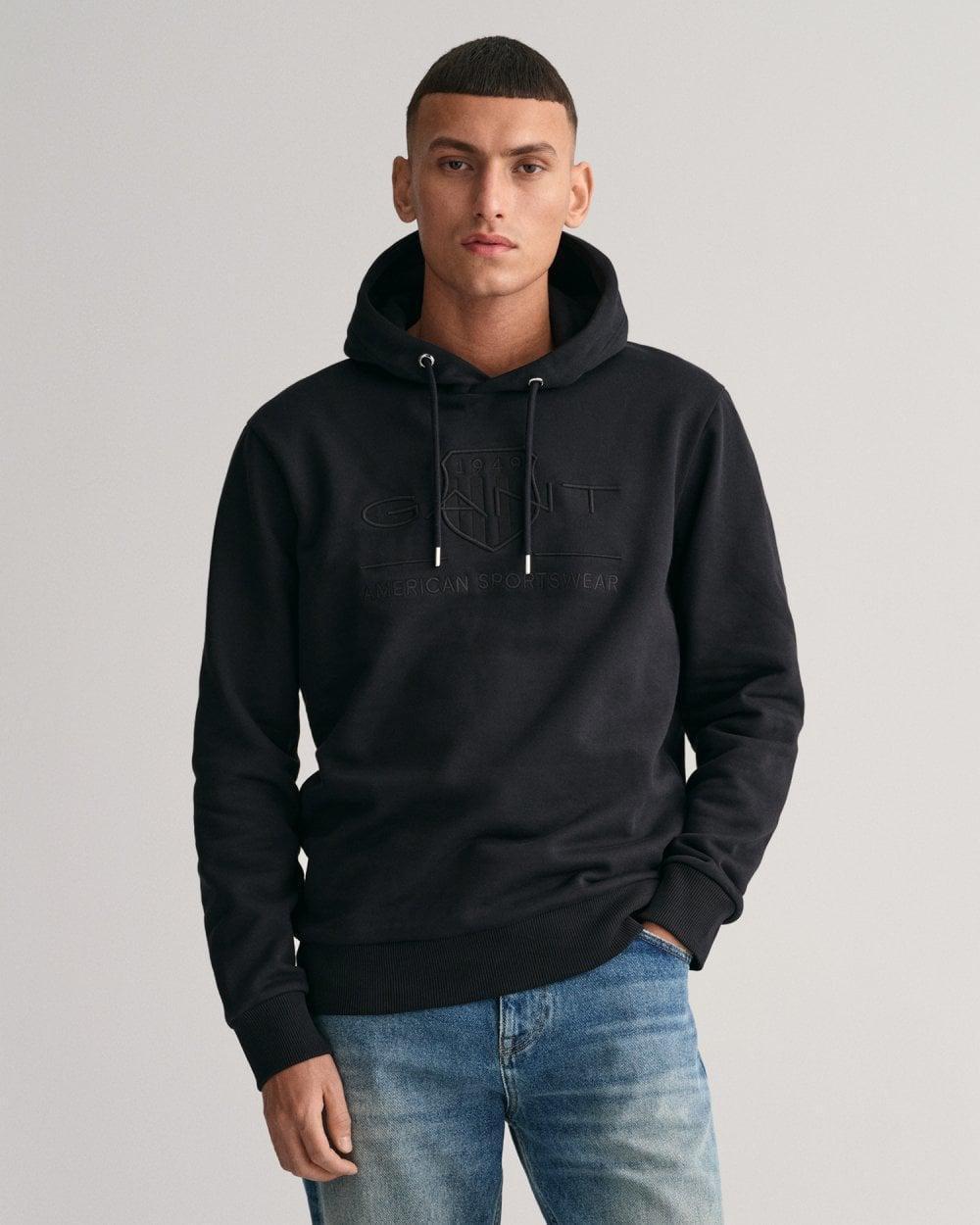 Gant Black Tonal Shield Hoodie Azadea Kuwait