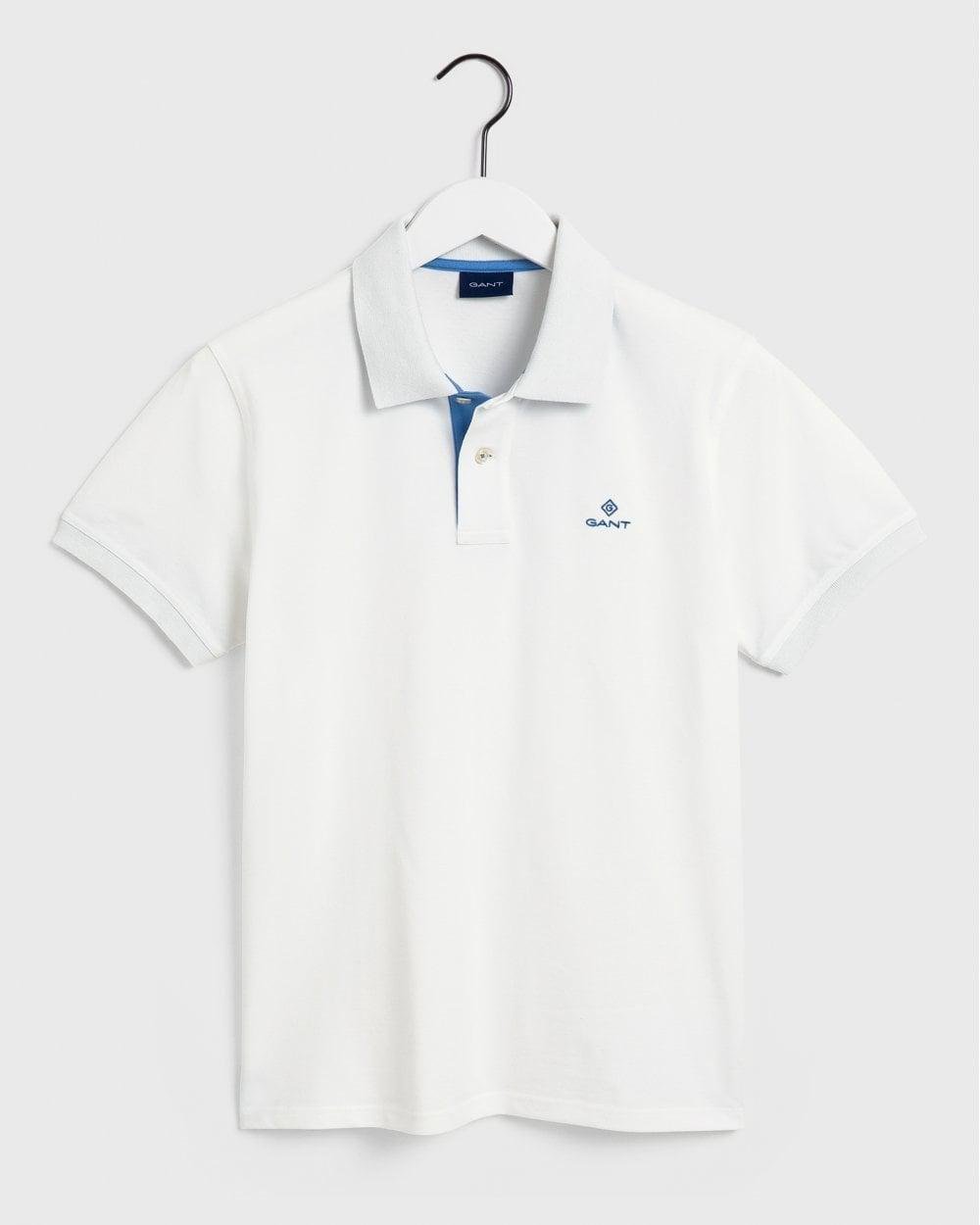Gant - White Contrast Pique Polo Shirt