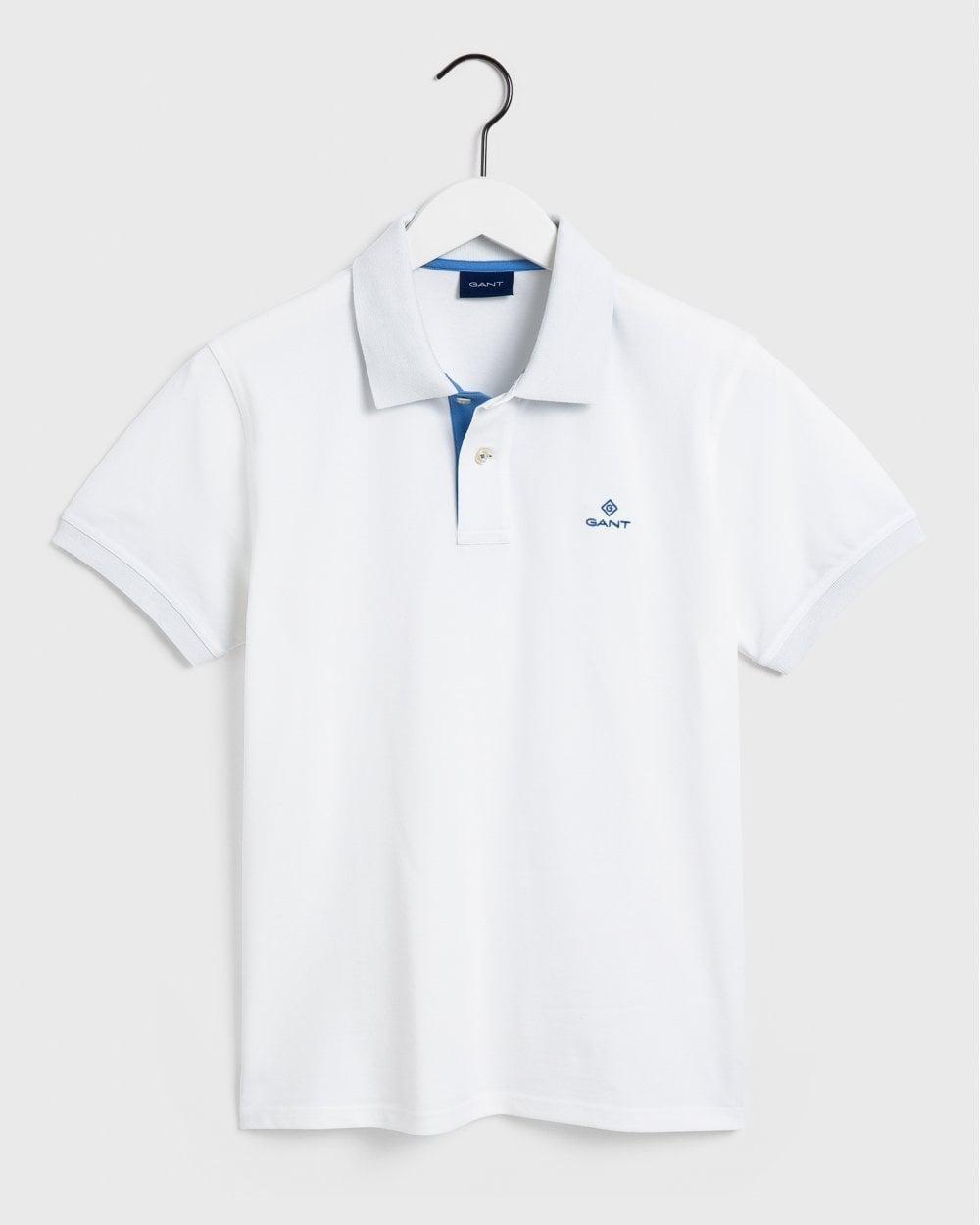 Gant - White Contrast Pique Polo Shirt